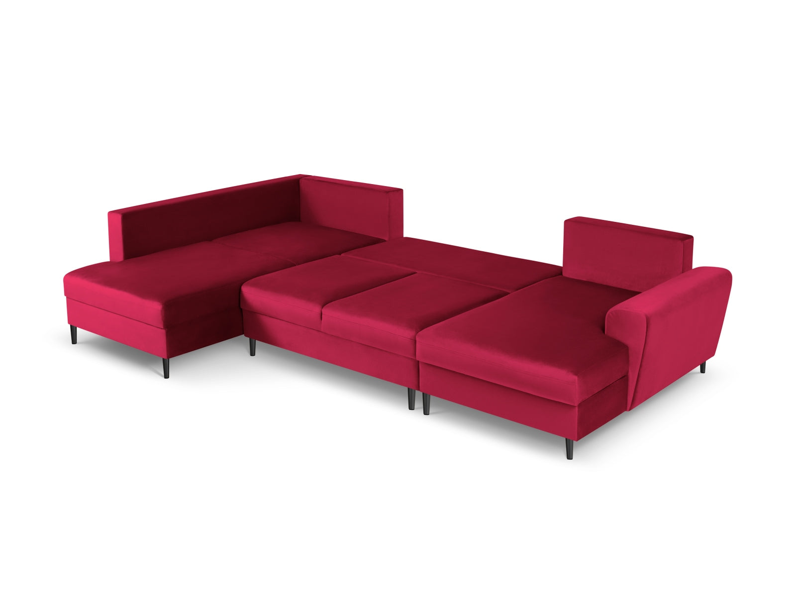 Elegantes Kyoto Velour Panoramic Ecksofa links, 7-Sitzer mit praktischem Stauraum und vielseitiger Schlaffunktion für gemütliche Abende.