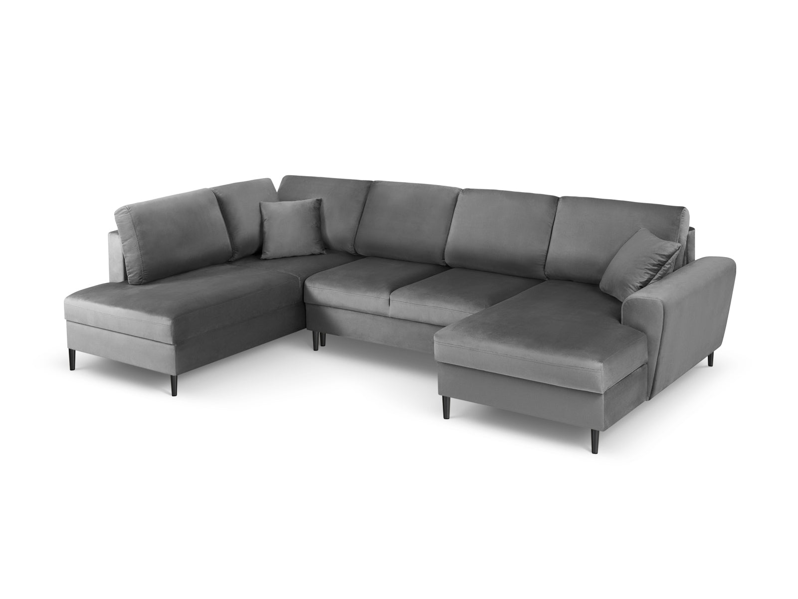 Kyoto Velour Panoramic Ecksofa links mit Stauraum und Schlaffunktion 7 Sitzer 194cm in Light Grey präsentiert im Onlineshop von KAQTU Design AG. Ecksofa links ist von Cosmopolitan Design