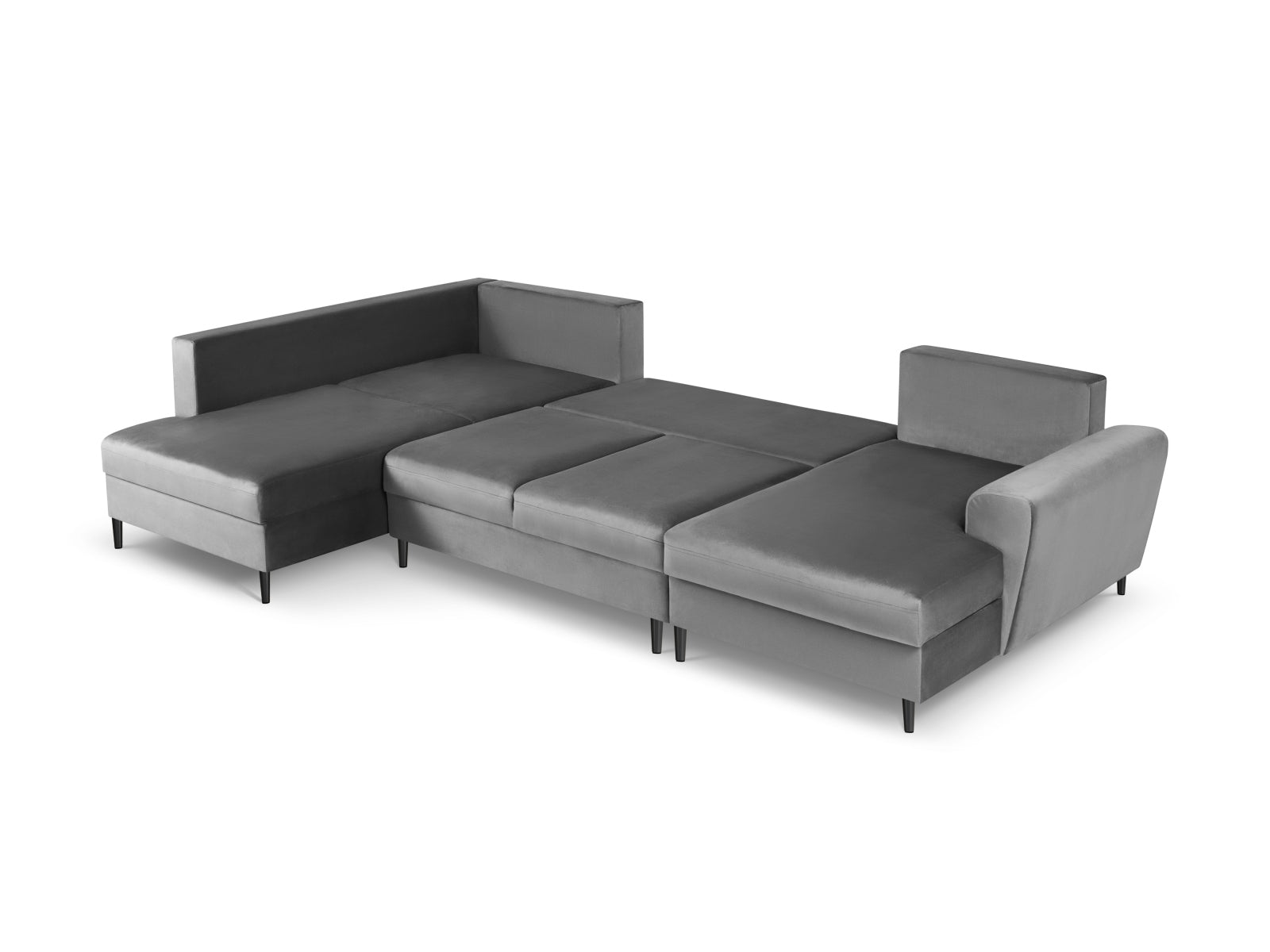 Elegantes Kyoto Velour Panoramic Ecksofa links, 7-Sitzer mit praktischem Stauraum und komfortabler Schlaffunktion für entspannte Nächte.