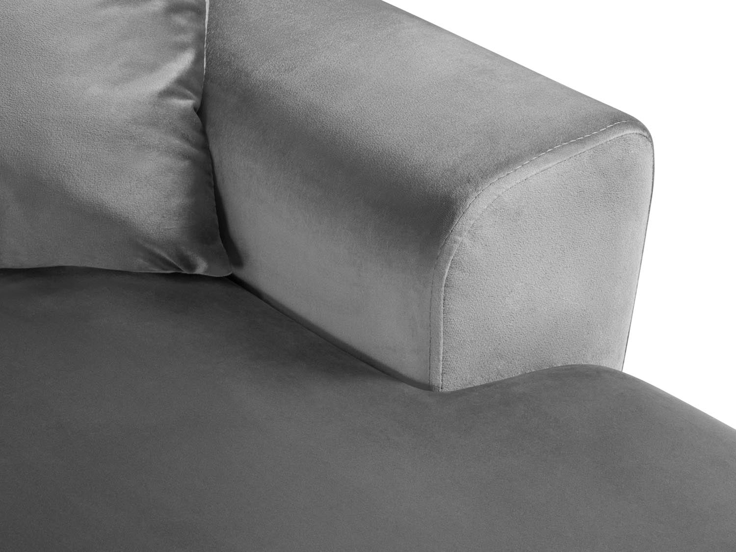 Stylisches Kyoto Velour Panoramic Ecksofa links, 7-Sitzer mit cleverem Stauraum und vielseitiger Schlaffunktion für Gästeübernachtungen.