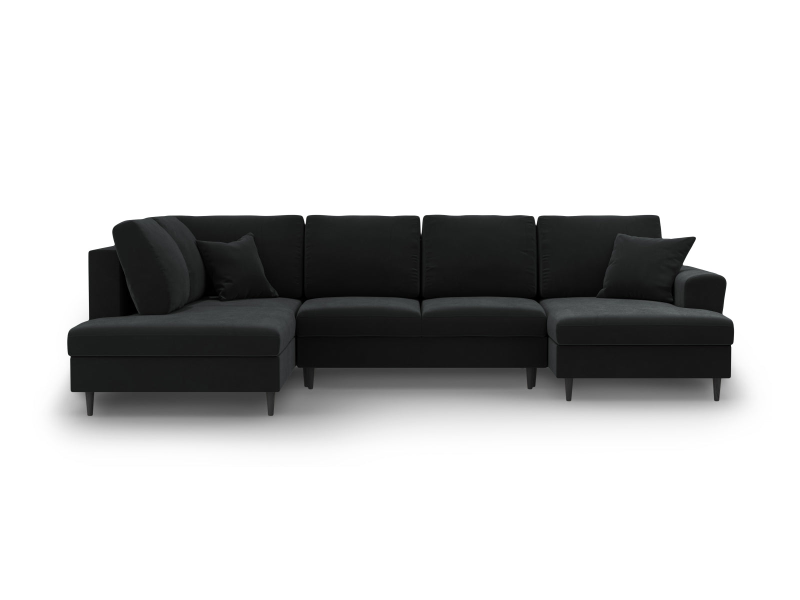 Kyoto Velour Panoramic Left Sofamit Stauraum und Schlaffunktion 7 Sitzer 194cm in Black präsentiert im Onlineshop von KAQTU Design AG. L-Sofa links ist von Cosmopolitan Design