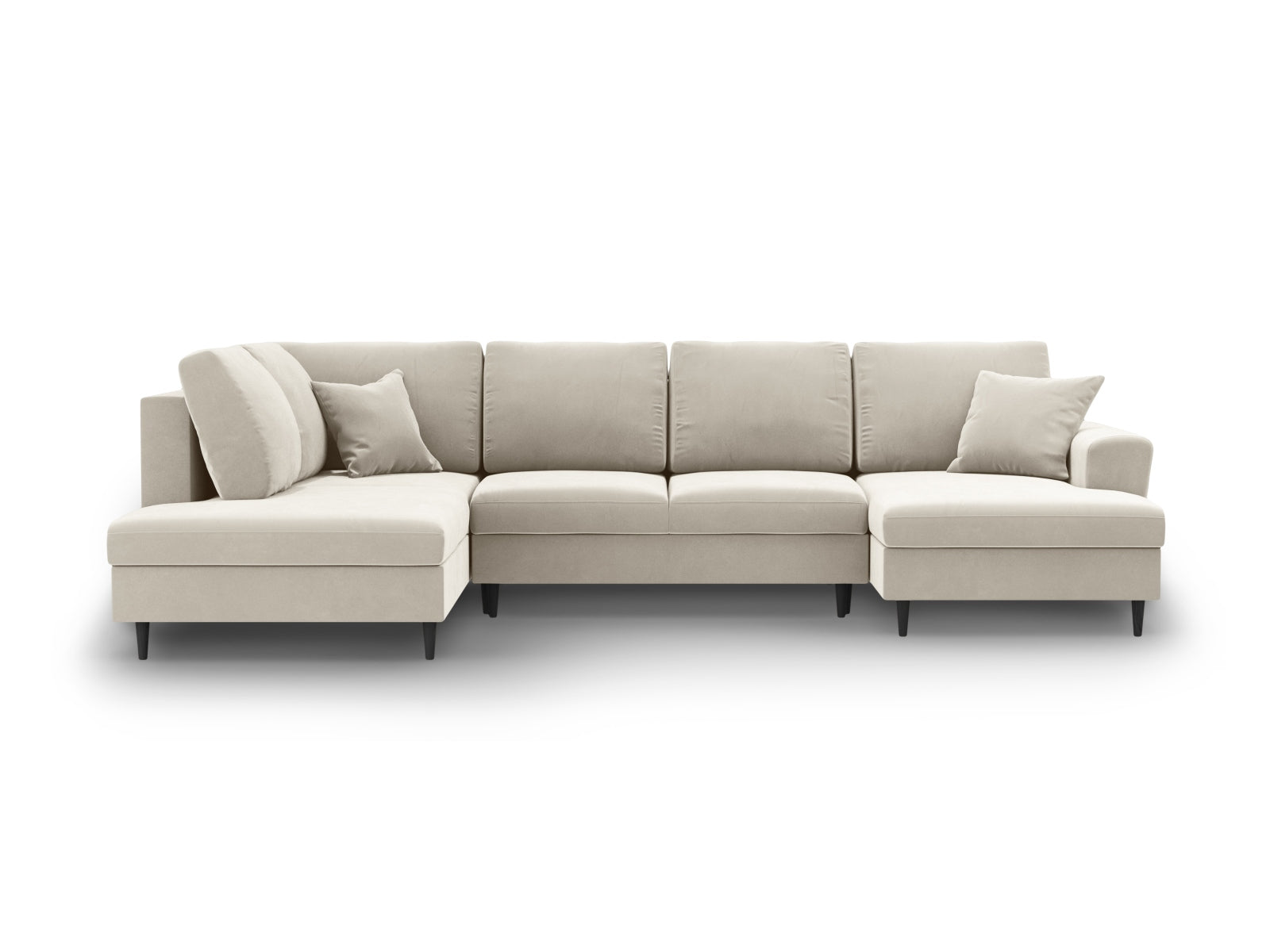 Kyoto Velour Panoramic Left Sofamit Stauraum und Schlaffunktion 7 Sitzer 194cm in Light Beige präsentiert im Onlineshop von KAQTU Design AG. L-Sofa links ist von Cosmopolitan Design