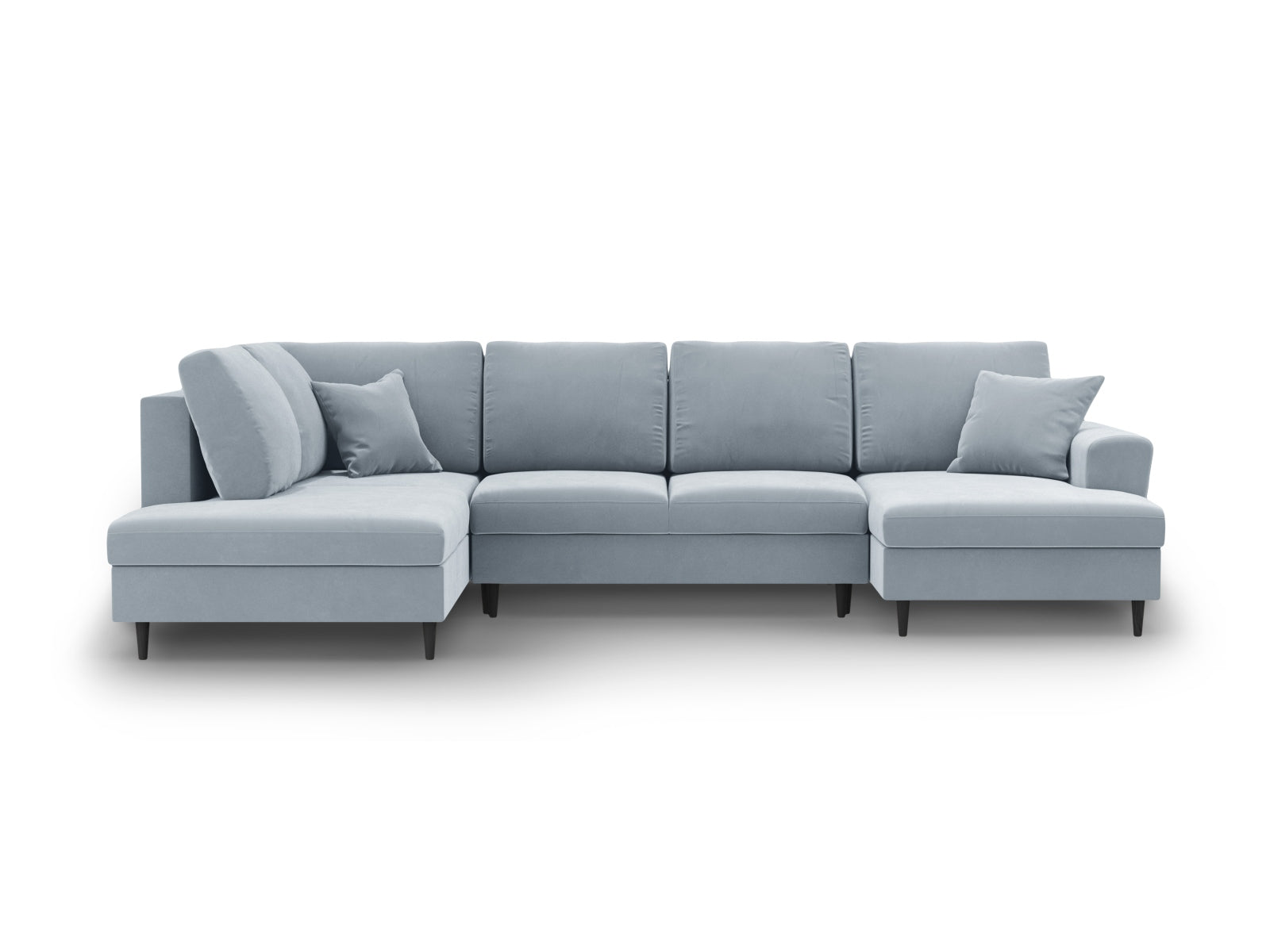 Kyoto Velour Panoramic Left Sofamit Stauraum und Schlaffunktion 7 Sitzer 194cm in Light Blue präsentiert im Onlineshop von KAQTU Design AG. L-Sofa links ist von Cosmopolitan Design