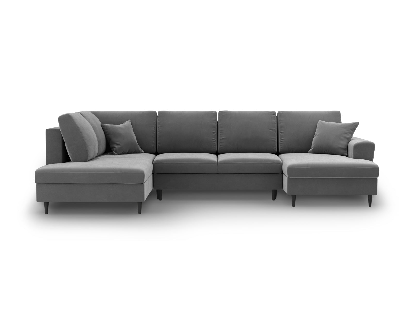 Kyoto Velour Panoramic Left Sofa mit Stauraum und Schlaffunktion 7 Sitzer 194cm in Light Grey-Riviera präsentiert im Onlineshop von KAQTU Design AG. Bettsofa links ist von Cosmopolitan Design