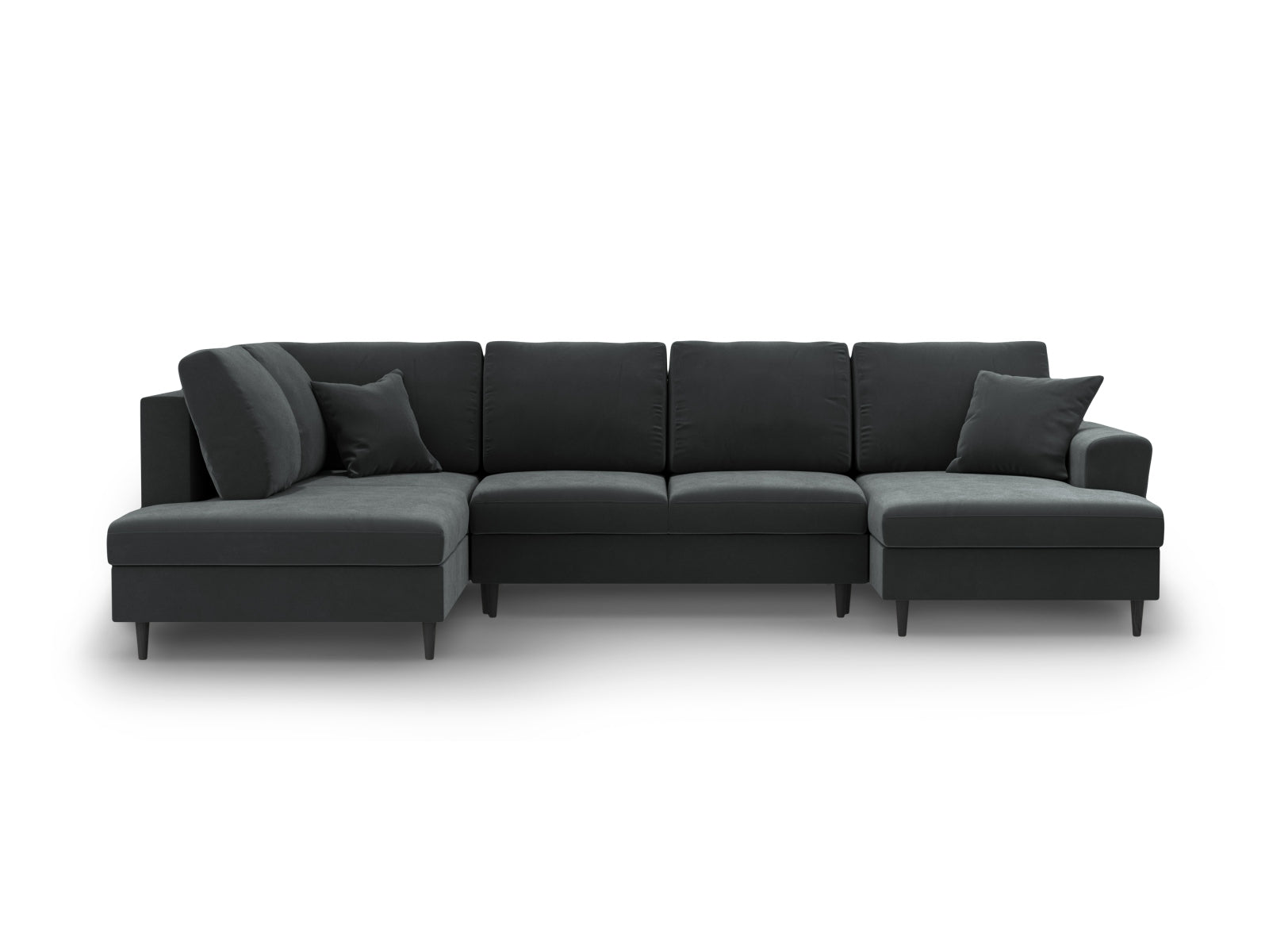 Kyoto Velour Panoramic Left Sofamit Stauraum und Schlaffunktion 7 Sitzer 194cm in Dark Grey präsentiert im Onlineshop von KAQTU Design AG. L-Sofa links ist von Cosmopolitan Design