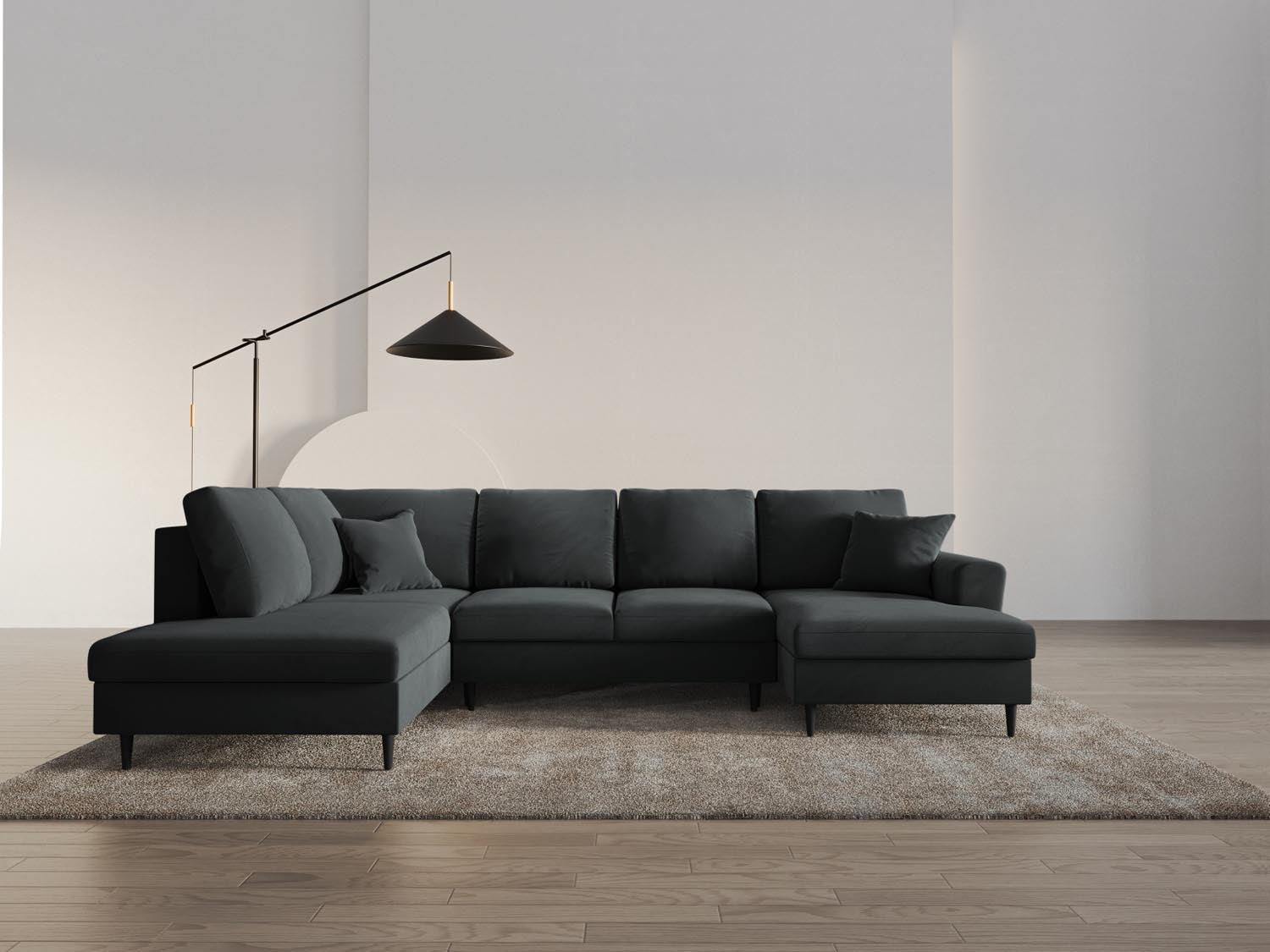 Entdecken Sie das stilvolle Kyoto Velour Panoramic Sofa mit Stauraum und Schlaffunktion – ideal für Ihr modernes Zuhause. 7-Sitzer, 194 cm, in elegantem Dunkelgrau.