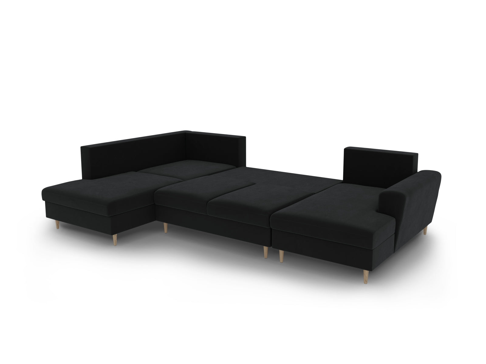 Entdecken Sie das Kyoto Velour Panoramic Left Sofa – ein 7-Sitzer mit praktischem Stauraum und Schlaffunktion, ideal für moderne Wohnkonzepte.