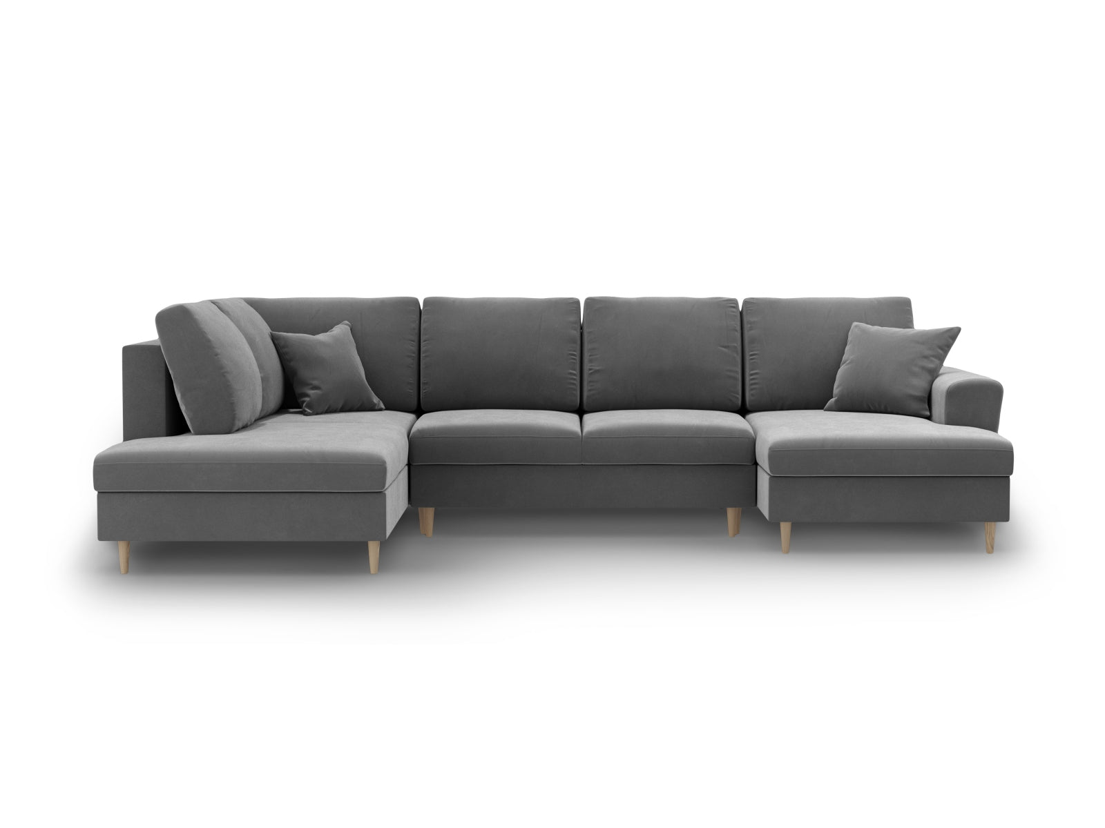 Kyoto Velour Panoramic Left Sofamit Stauraum und Schlaffunktion 7 Sitzer 194cm in Light Grey präsentiert im Onlineshop von KAQTU Design AG. L-Sofa links ist von Cosmopolitan Design