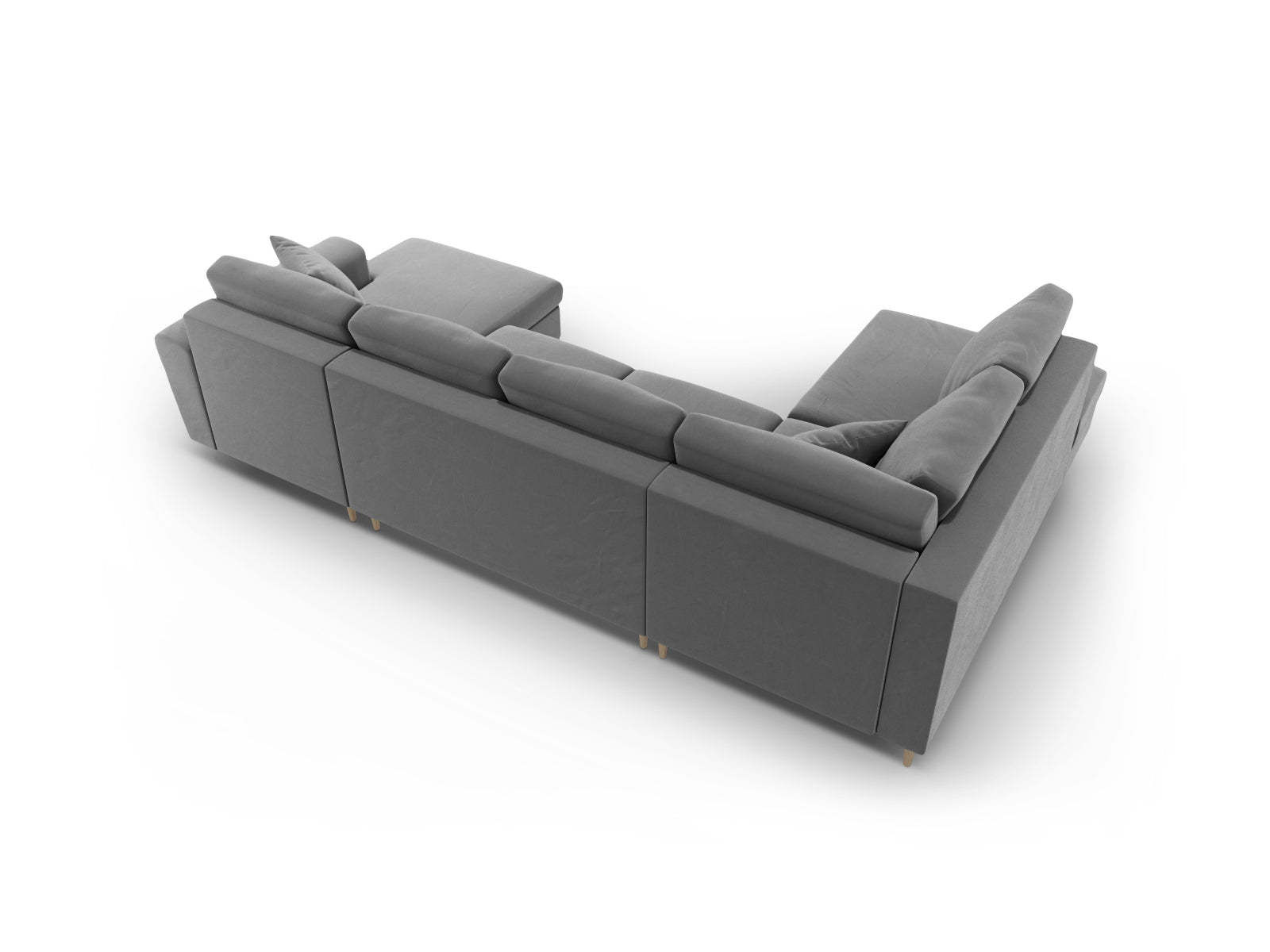 Stilvolles Kyoto Velour Panoramic Sofa, 7-Sitzer mit praktischen Stauraum und Schlaffunktion, perfekt für entspannte Stunden und Gäste.