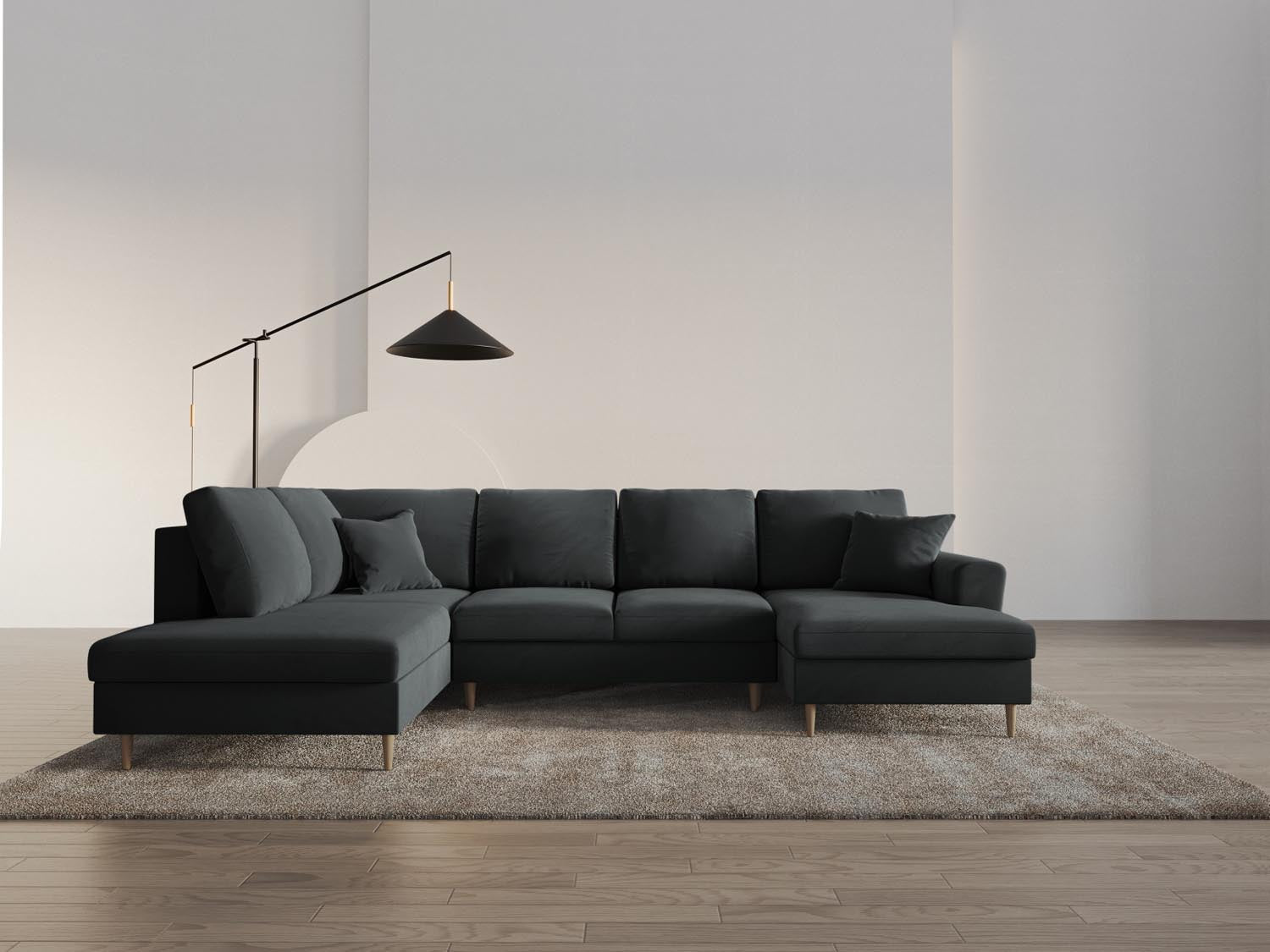 Entdecken Sie das stilvolle Kyoto Velour Panoramic Sofa mit Stauraum und Schlaffunktion – ideal für Ihr modernes Zuhause. 7-Sitzer, 194 cm, in elegantem Dunkelgrau.