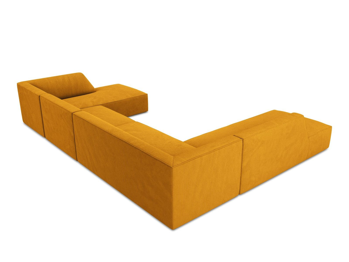 Cosmopolitan Design Siena Panorama-Ecksofa links, 7-Sitzer in Light Beige-Scala Cordstoff mit Massivholzrahmen und Kunststoffbeinen.