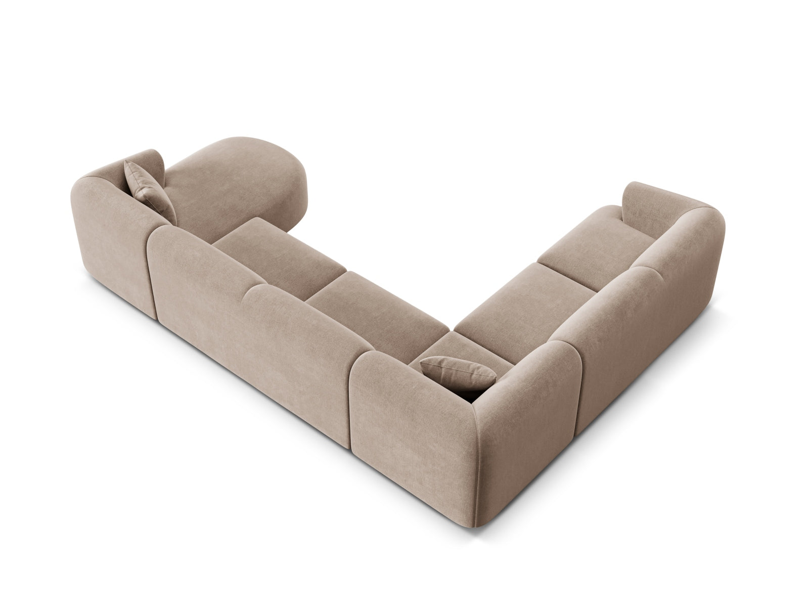 Stilvolles 7-Sitzer Ecksofa Panoramic links Campi in sanftem Dunkelbeige, perfekt für gemütliche Zusammenkünfte und zeitgemäße Einrichtung.