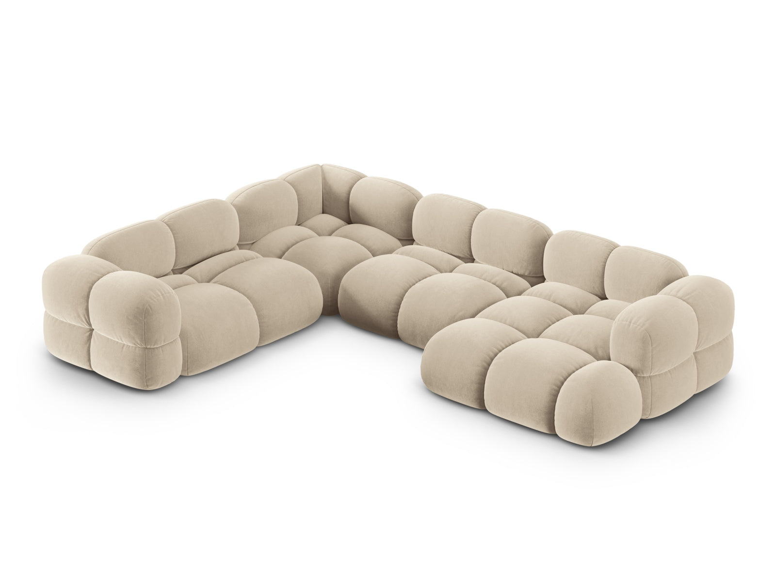 Loretto Velour Panoramic Ecksofa links 5 Sitzer 250cm in Light Beige präsentiert im Onlineshop von KAQTU Design AG. Ecksofa links ist von Cosmopolitan Design