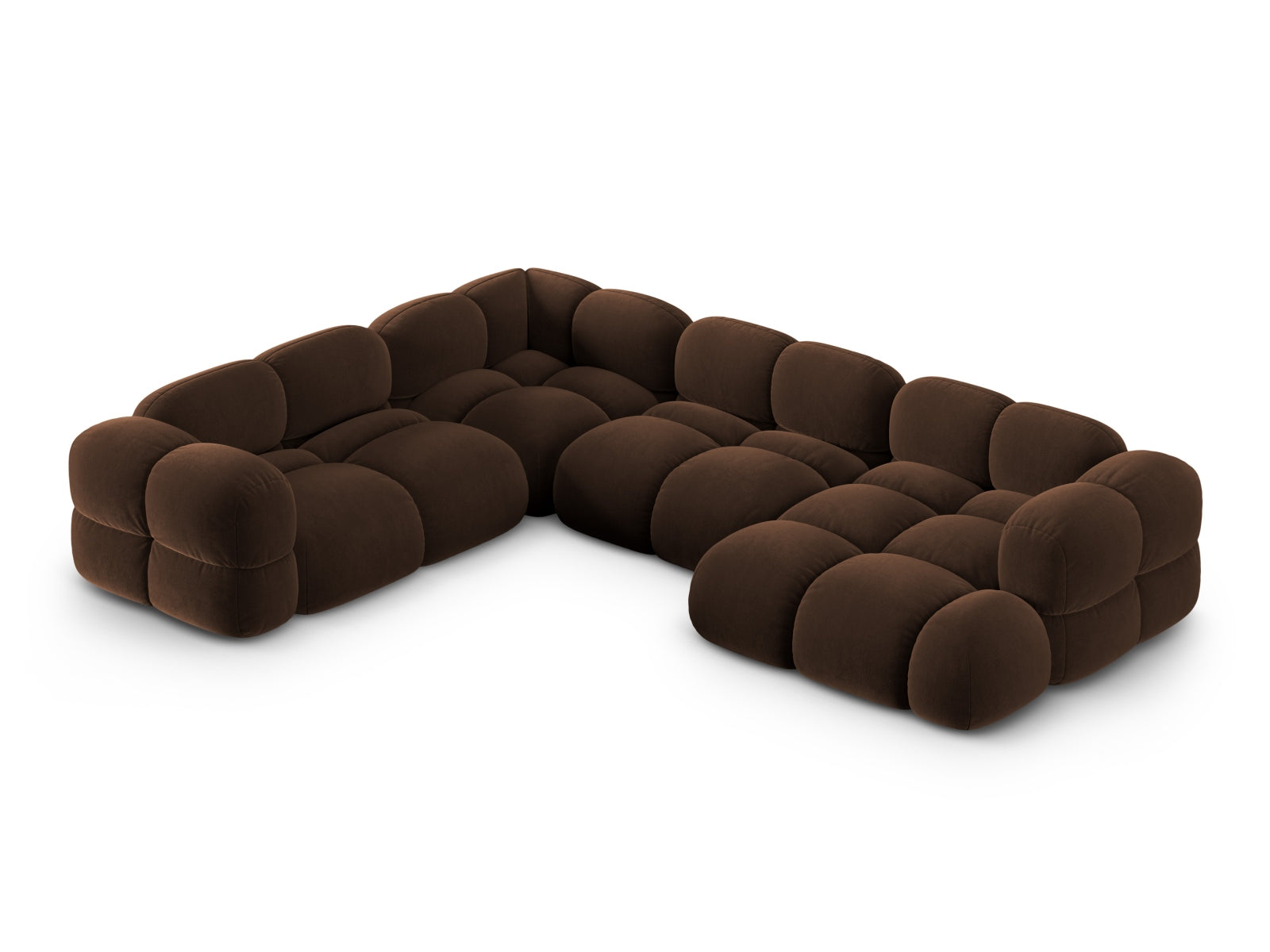 Loretto Velour Panoramic Ecksofa links 5 Sitzer 250cm in Chocolate präsentiert im Onlineshop von KAQTU Design AG. Ecksofa links ist von Cosmopolitan Design