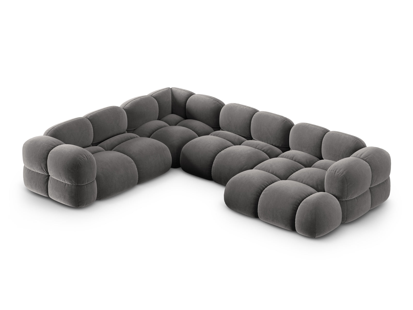 Loretto Velour Panoramic Ecksofa links 5 Sitzer 250cm in Grey-Vogue präsentiert im Onlineshop von KAQTU Design AG. Ecksofa links ist von Cosmopolitan Design