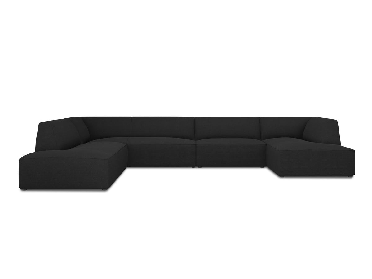 Cosmopolitan Design Siena Panorama-Ecksofa links, 7-Sitzer in Light Beige-Scala Cordstoff mit Massivholzrahmen und Kunststoffbeinen.
