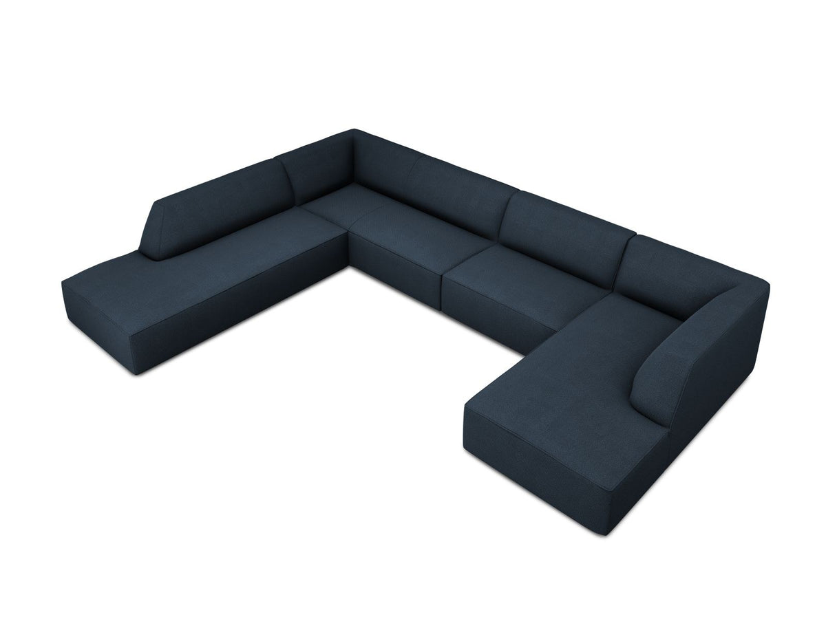 Cosmopolitan Design Siena Panorama-Ecksofa links, 7-Sitzer in Light Beige-Scala Cordstoff mit Massivholzrahmen und Kunststoffbeinen.