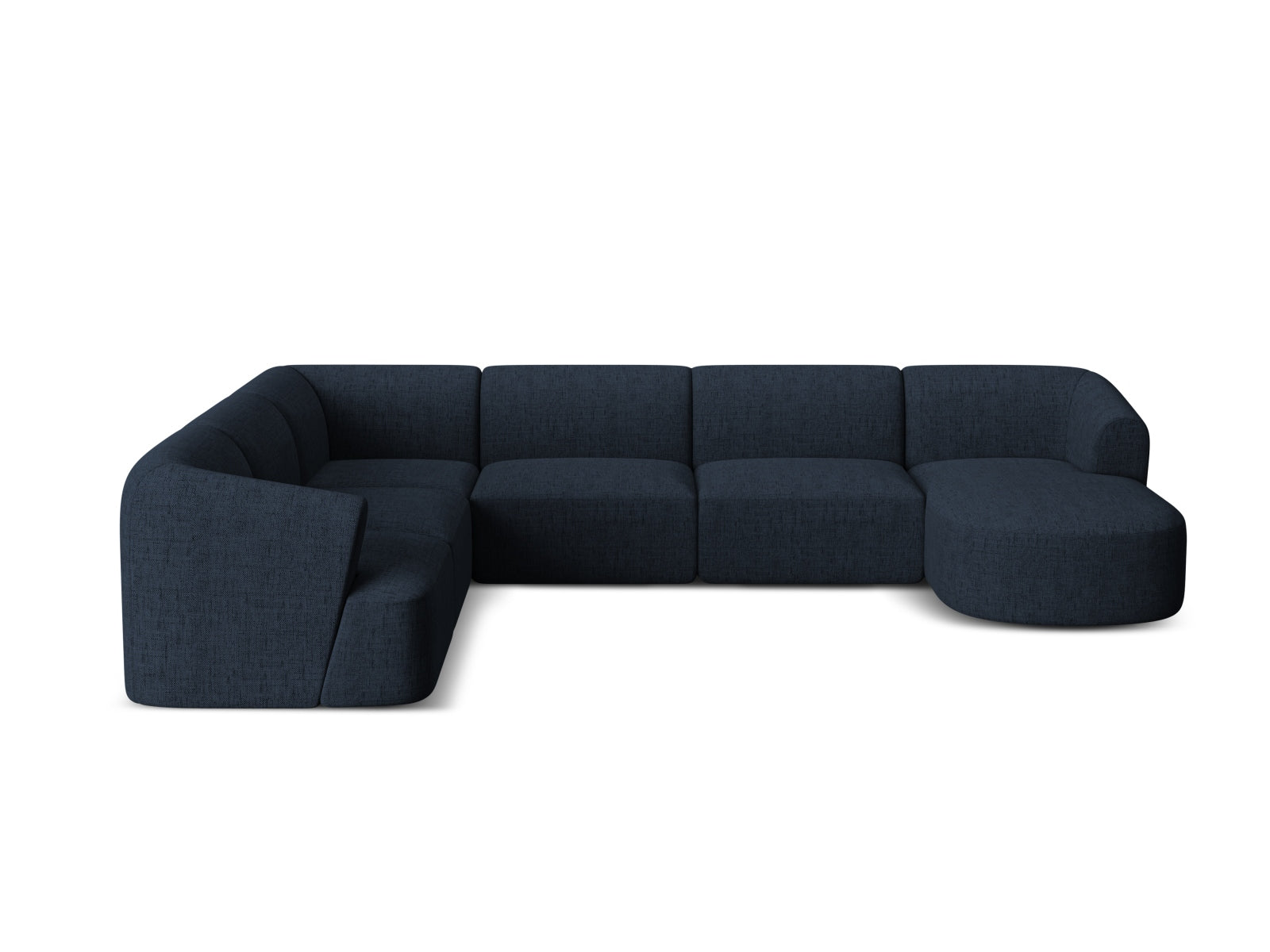 Elegantes 7-Sitzer Ecksofa Panoramic links in Royal Blue-Moly von Cosmopolitan Design, ideal für stilvolle und gemütliche Wohnräume.
