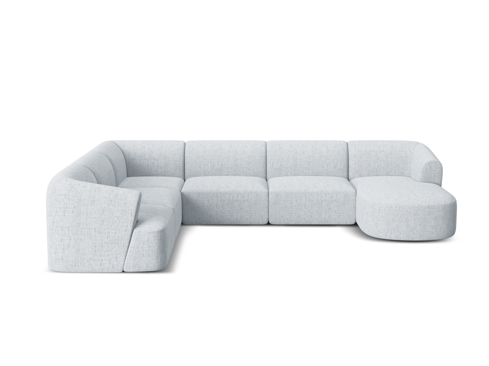 Modernes 7-Sitzer Ecksofa Panoramic links Campi in zeitlosem Grau, ideal für gemütliche und stilvolle Wohnräume von Cosmopolitan Design.