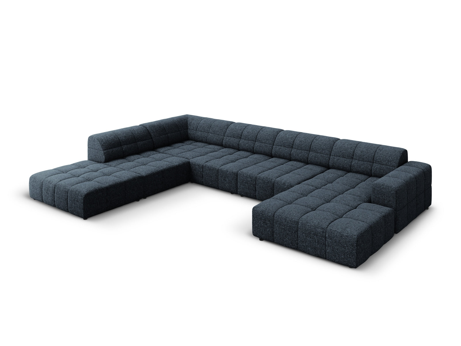Elegantes Chicago Panoramic Ecksofa links in Royal Blue, 7 Sitzer, 262 cm, ideal für stilvolle Wohnräume.