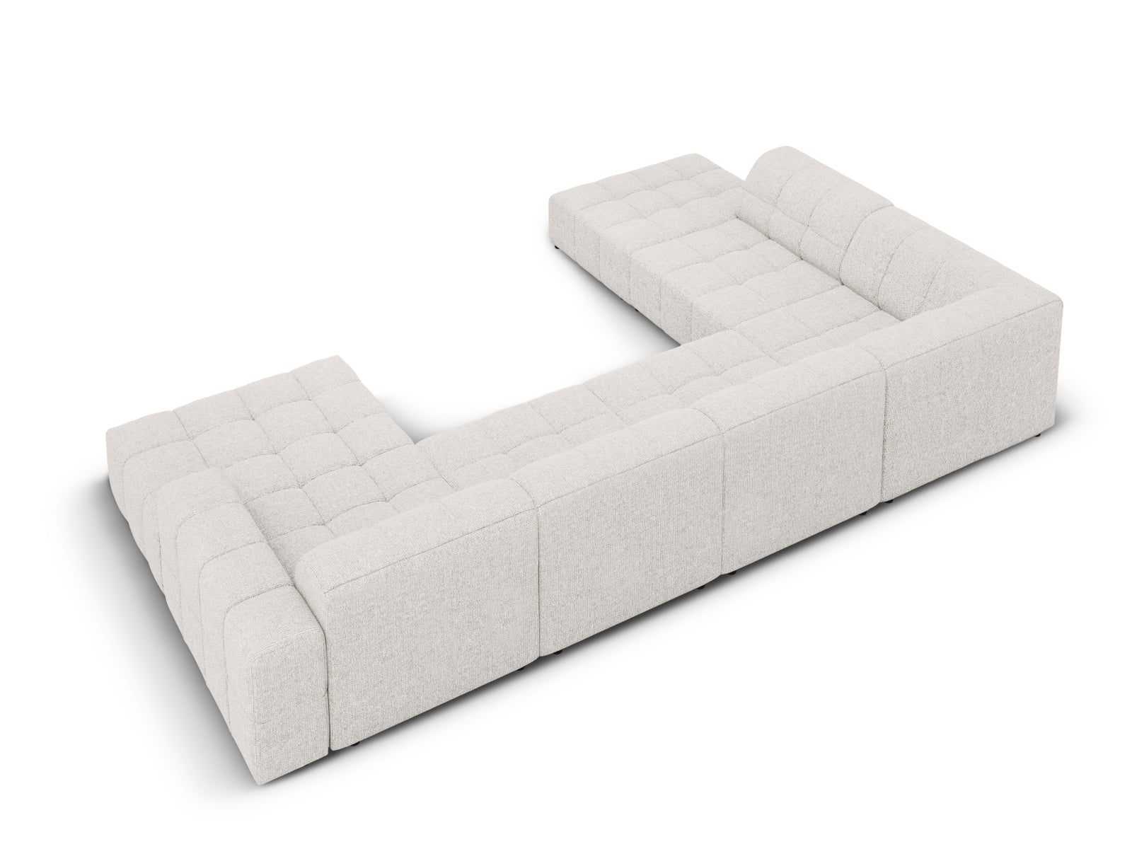 Elegantes, hellgraues 7-Sitzer Ecksofa Chicago Panoramic links, 262 cm, perfekt für stilvolle Wohnzimmer von Cosmopolitan Design.