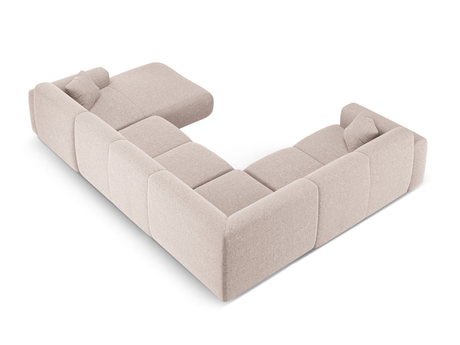 Stilvolles Nolio Panoramic Ecksofa links, 6 Sitzer, 252 cm, perfekt für offene Wohnkonzepte, kombiniert zeitgemäße Ästhetik mit hohem Sitzkomfort.