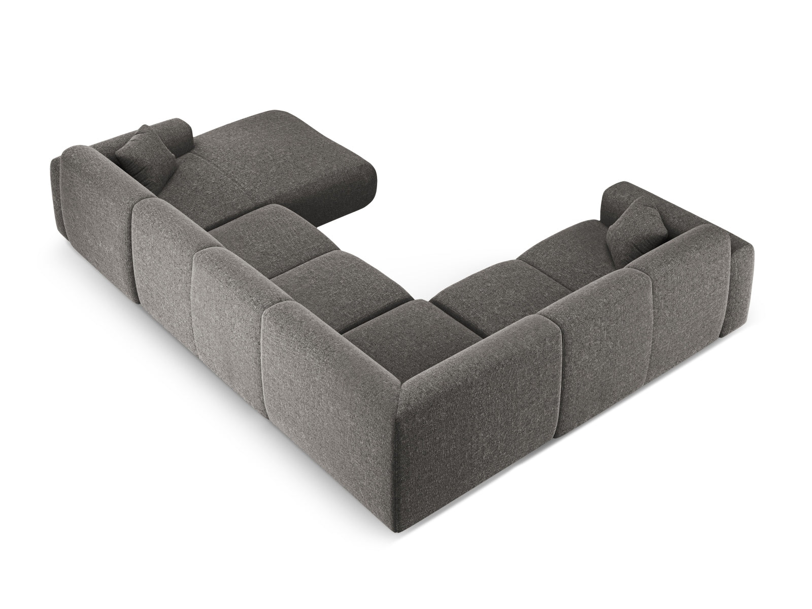 Elegantes Nolio Panoramic Ecksofa links in Grau, großzügig für 6 Personen, ideal für stilvolle Wohnräume und gesellige Abende.