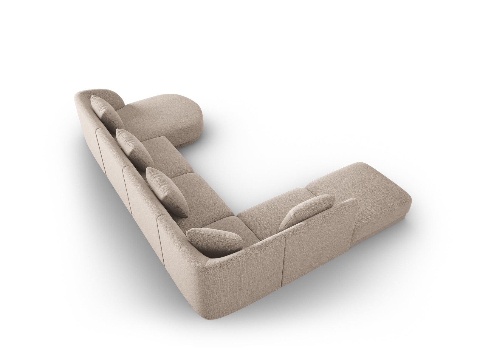 Erleben Sie das Tulum Panoramic Ecksofa links (255cm) von Cosmopolitan Design – perfekt für stilvolle Wohnzimmer und gesellige Abende.