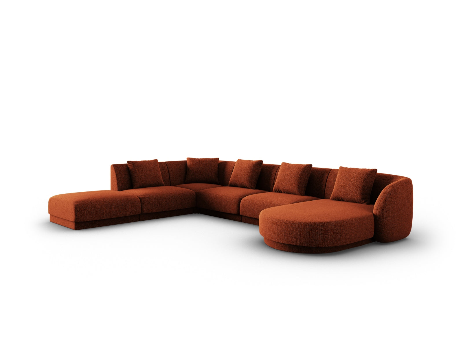 Elegantes Tulum Panoramic Ecksofa links in Terracotta, 6 Sitzer, 255 cm, ideal für stilvolle Wohnräume, präsentiert von Cosmopolitan Design.