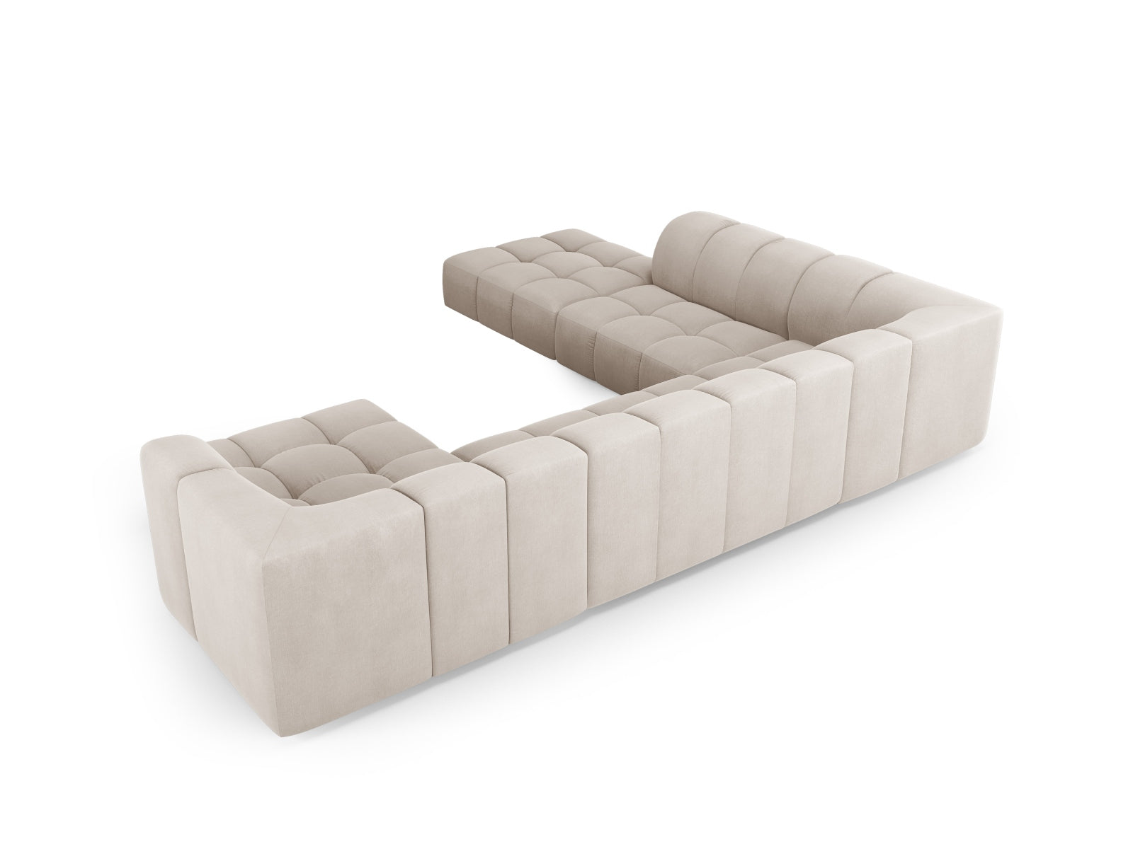 Beige 7-Sitzer Ecksofa Moritz von Cosmopolitan Design, modulares Panoramasofa für großzügige und elegante Wohnlandschaften.
