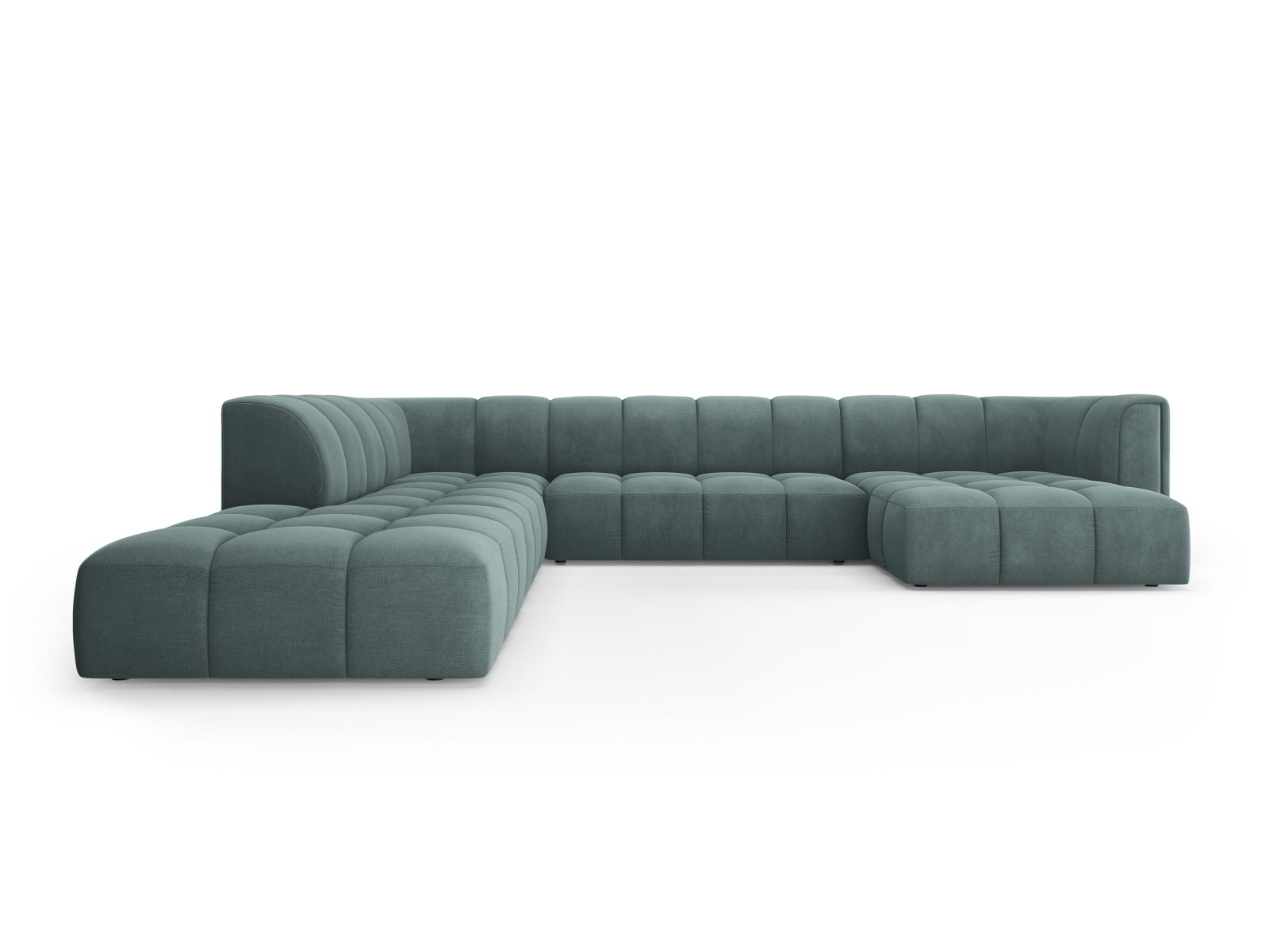 7-Sitzer Modular Ecksofa Panoramic links Moritz in Sea Green-Rebel präsentiert im Onlineshop von KAQTU Design AG. Ecksofa links ist von Cosmopolitan Design