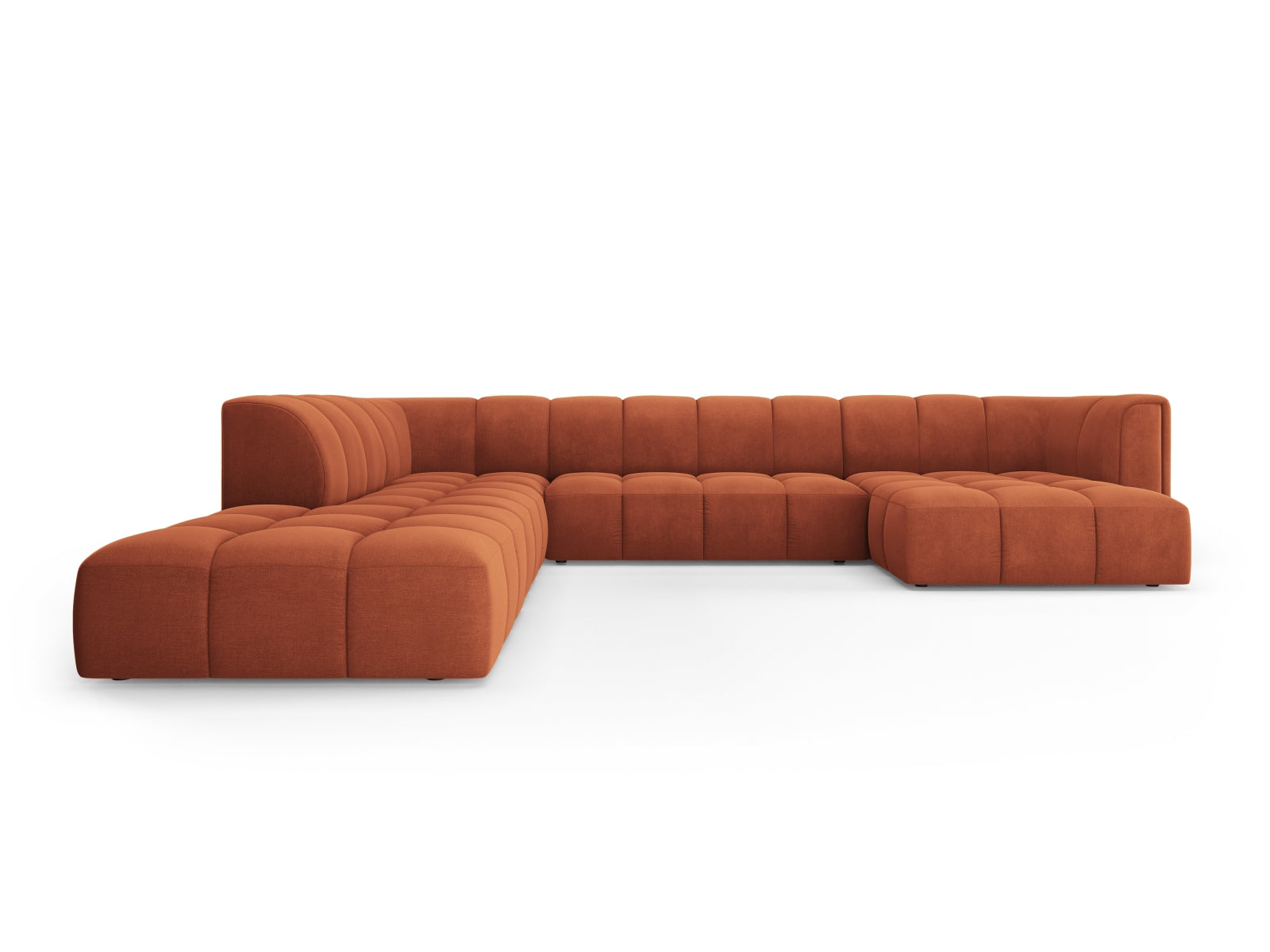 7-Sitzer Modular Ecksofa Panoramic links Moritz in Orange-Rebel präsentiert im Onlineshop von KAQTU Design AG. Ecksofa links ist von Cosmopolitan Design
