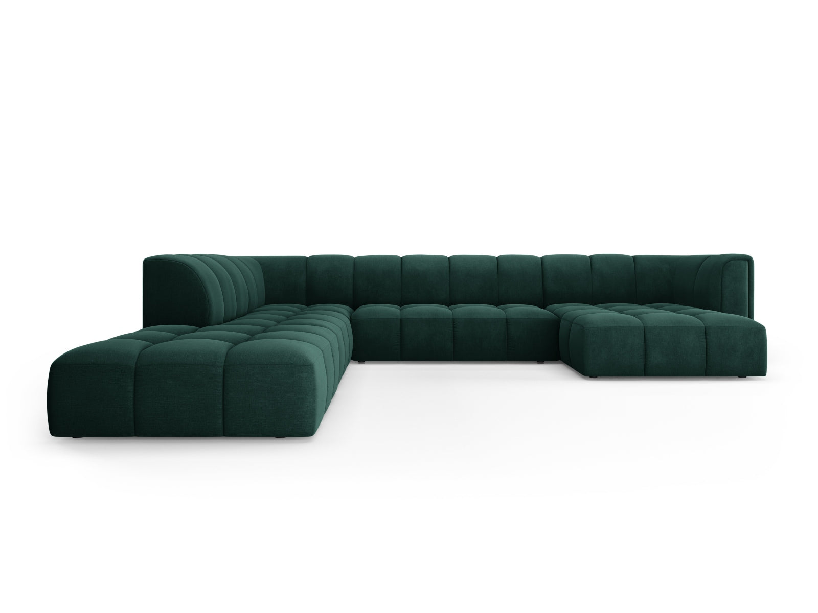 7-Sitzer Modular Ecksofa Panoramic links Moritz in Bottle Green-Rebel präsentiert im Onlineshop von KAQTU Design AG. Ecksofa links ist von Cosmopolitan Design
