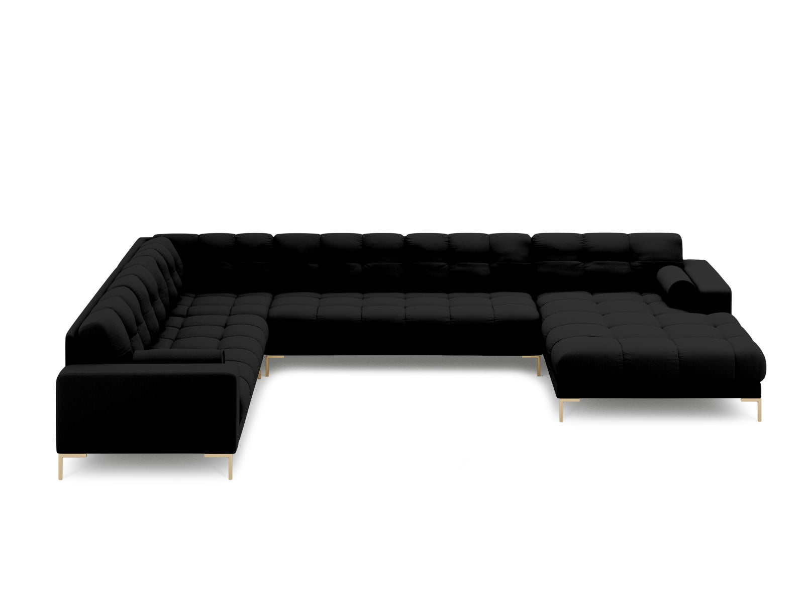 Elegantes 7-Sitzer Ecksofa links Panoramic Bali in stilvollem Schwarz und Neve, ideal für moderne Wohnräume.