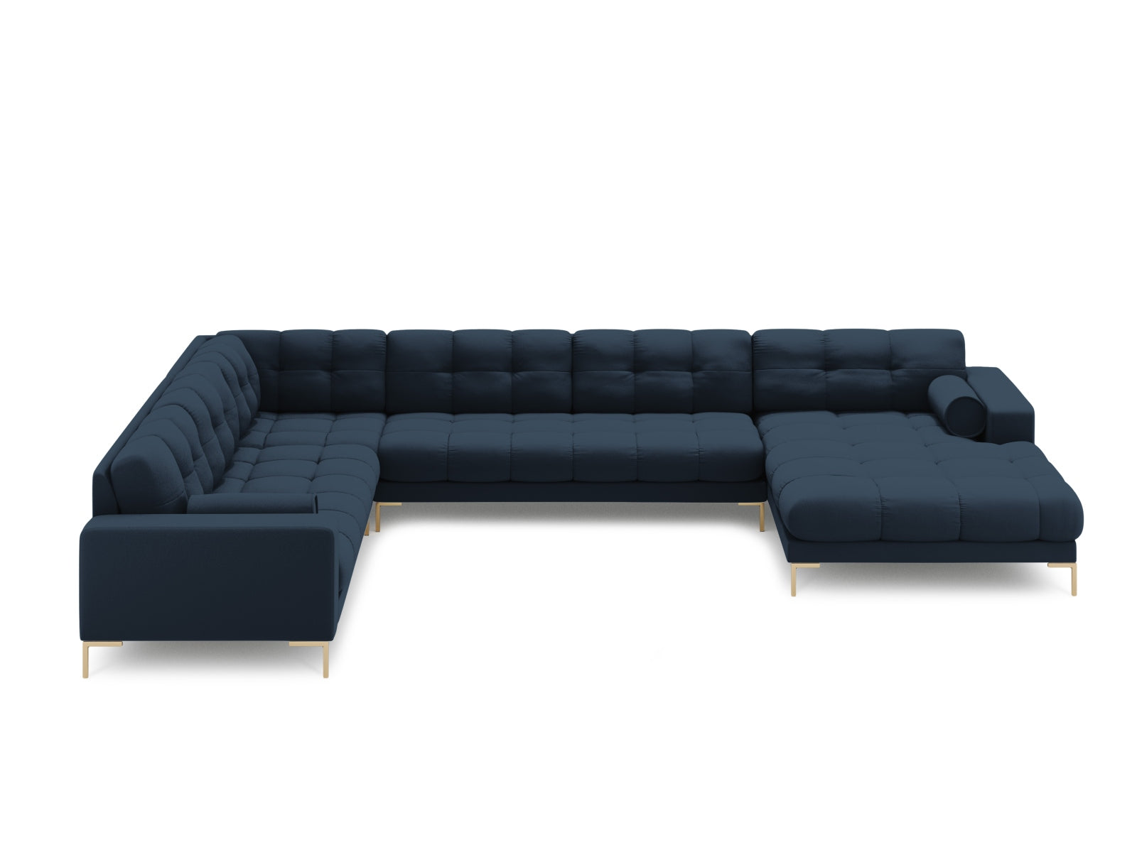 Geräumiges 7-Sitzer Ecksofa links Panoramic Bali in ansprechendem Blue-Neve, perfekt für entspannte Abende und stilvolle Einrichtung.