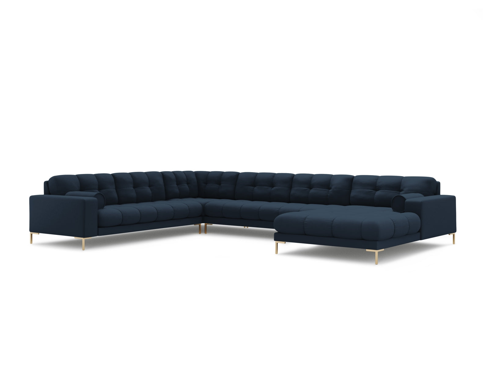 Geräumiges 7-Sitzer Ecksofa links Panoramic Bali in ansprechendem Blue-Neve, perfekt für entspannte Abende und stilvolle Wohnräume.