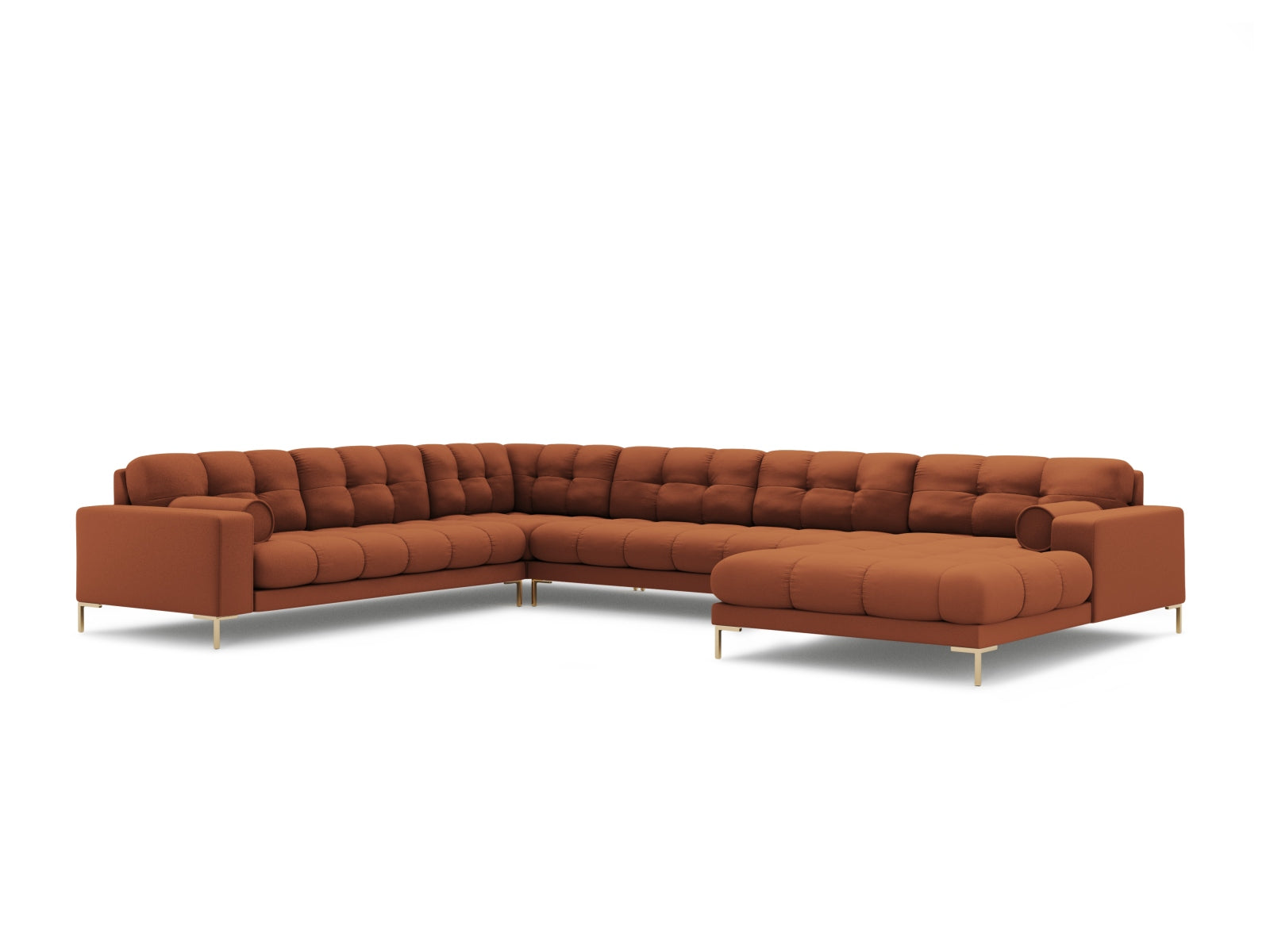 Elegantes 7-Sitzer Ecksofa links Panoramic Bali in Brick-Neve, ideal für großzügige und einladende Wohnräume.