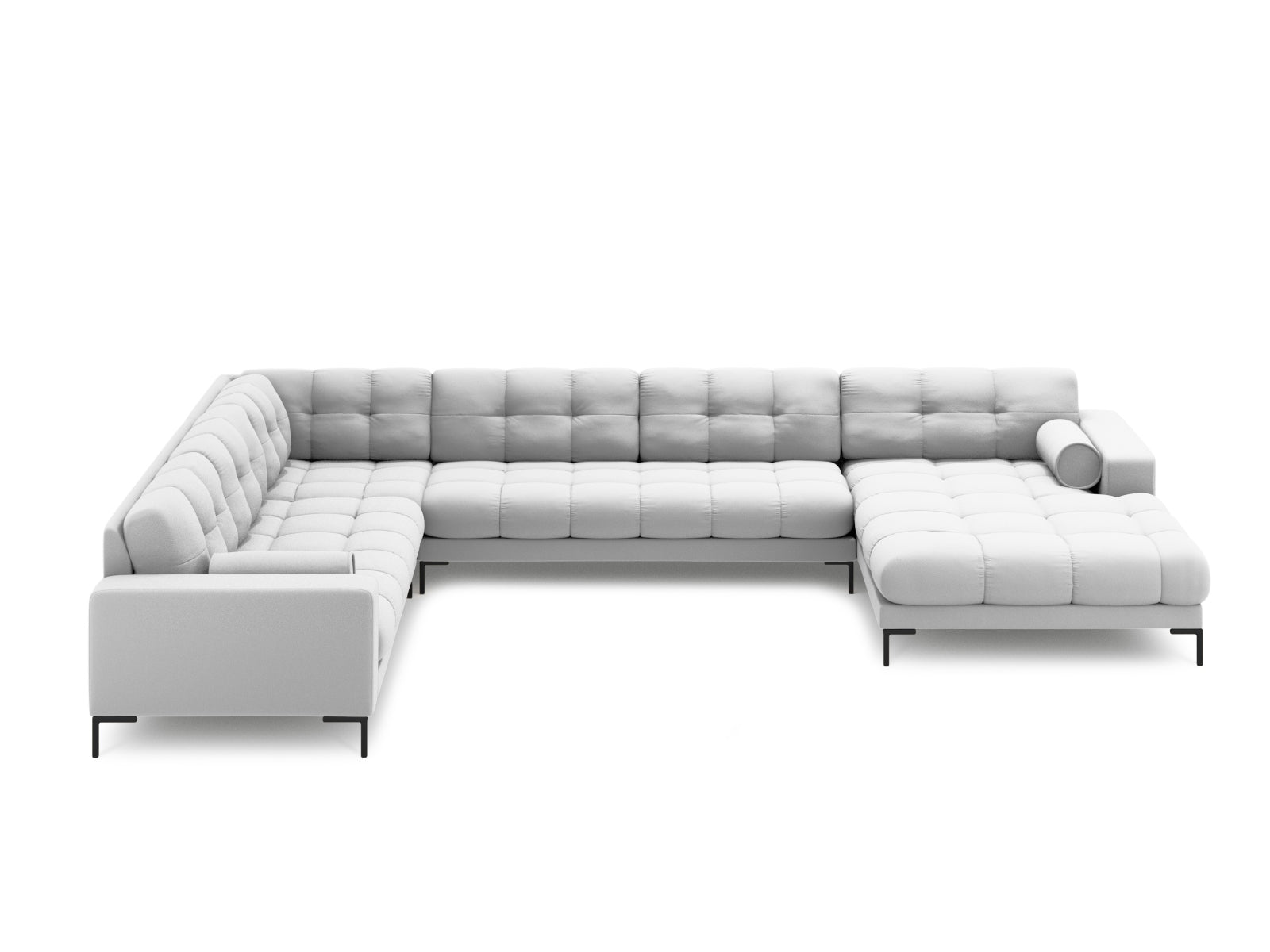 Modernes 7-Sitzer Ecksofa links Panoramic Bali in stilvollem Grau, ideal für gesellige Runden und gemütliche Wohnräume von Cosmopolitan Design.