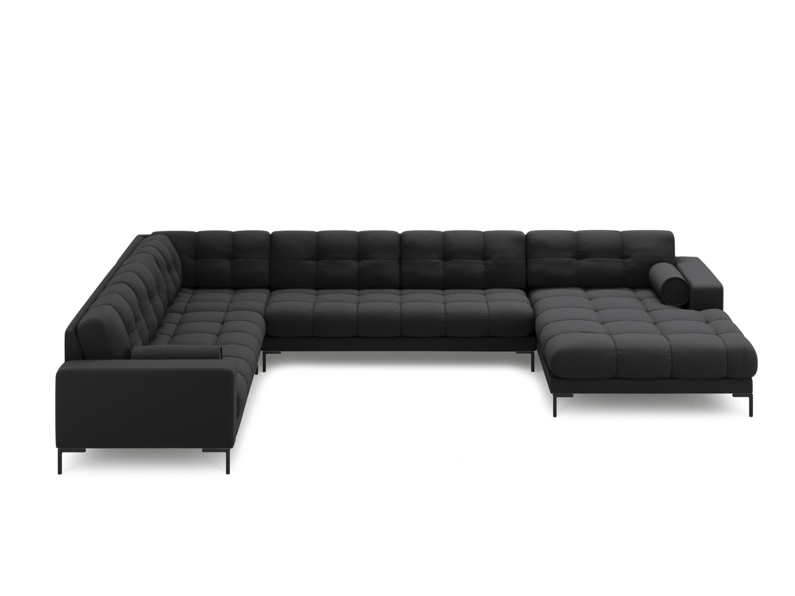 Elegantes 7-Sitzer Ecksofa links Panoramic Bali in stilvollem Dunkelgrau, ideal für gemütliche und moderne Wohnräume von Cosmopolitan Design.
