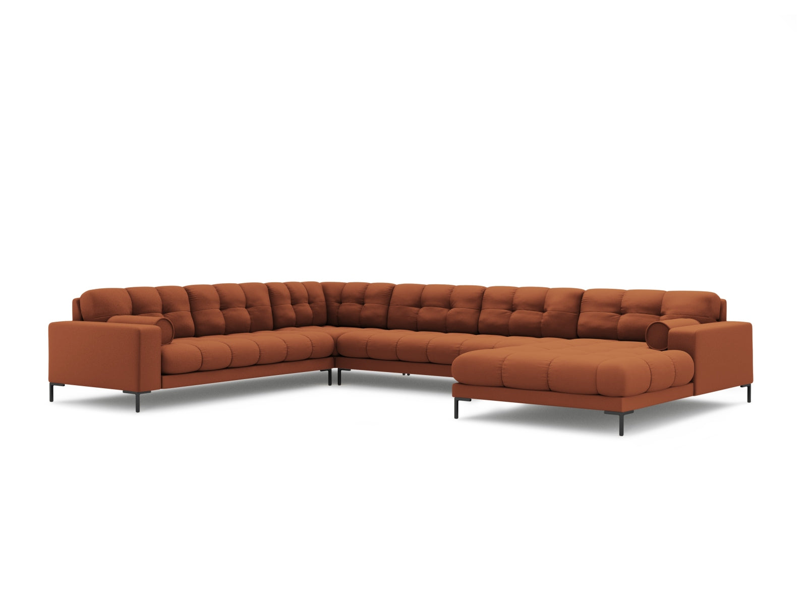 Stilvolles 7-Sitzer Ecksofa links Panoramic Bali in Brick-Neve, ideal für entspannte Abende und zeitgemäße Einrichtung.