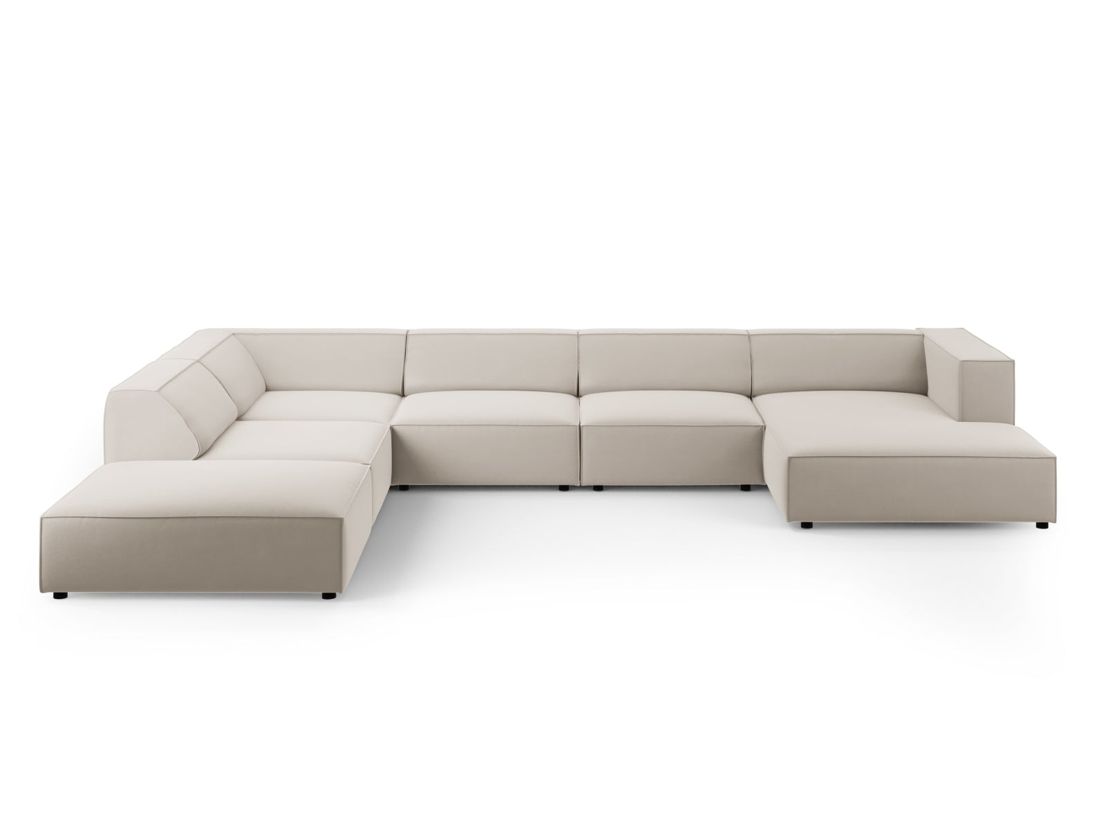 Arendal Velour Panoramic Ecksofa links 7 Sitzer in Ecru präsentiert im Onlineshop von KAQTU Design AG. Ecksofa links ist von Cosmopolitan Design
