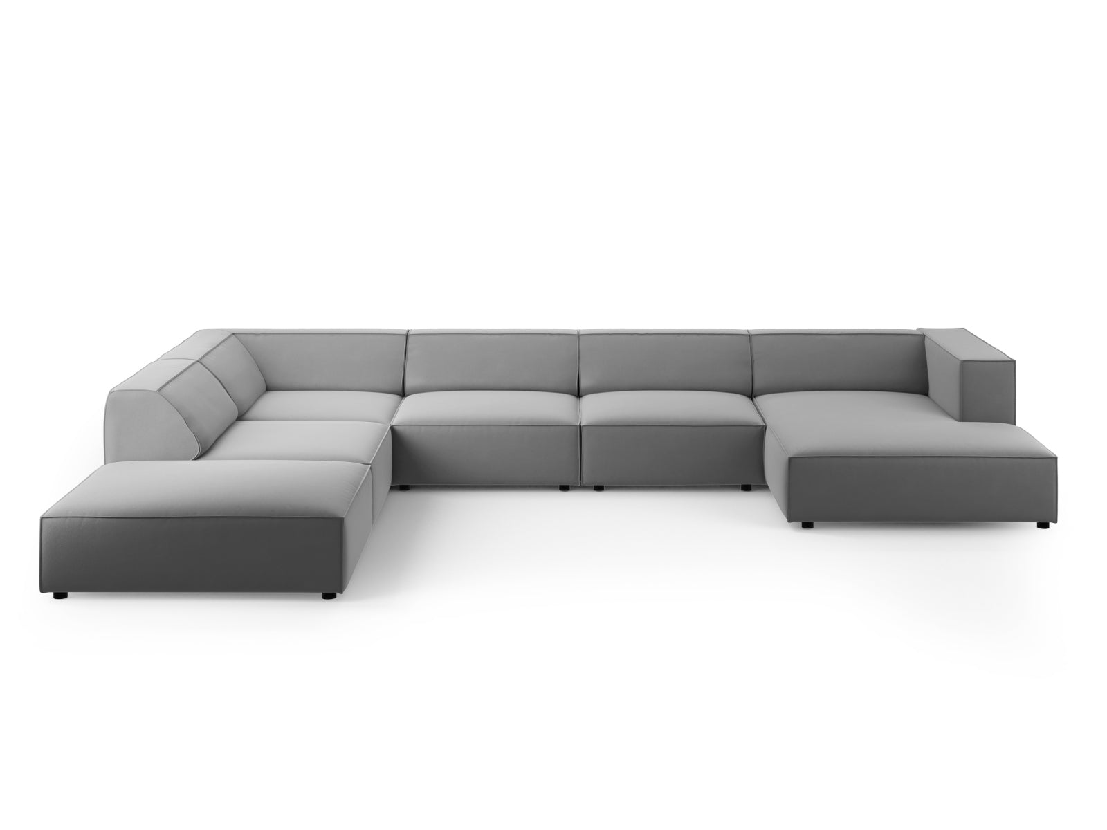 Arendal Velour Panoramic Ecksofa links 7 Sitzer in Light Grey präsentiert im Onlineshop von KAQTU Design AG. Ecksofa links ist von Cosmopolitan Design