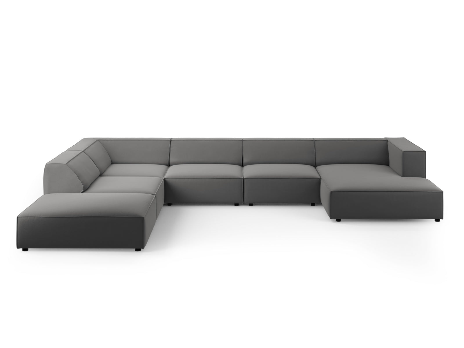 Arendal Velour Panoramic Ecksofa links 7 Sitzer in Warm grey präsentiert im Onlineshop von KAQTU Design AG. Ecksofa links ist von Cosmopolitan Design