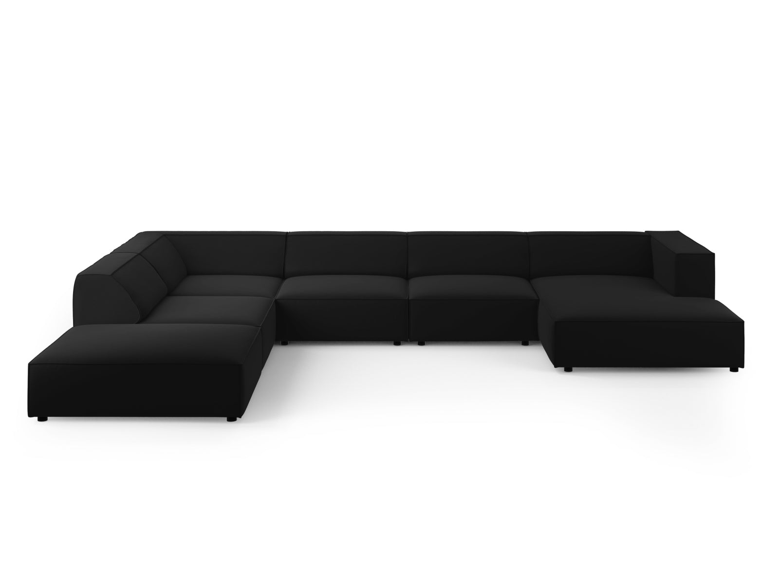 Arendal Velour Panoramic Ecksofa links 7 Sitzer in Black präsentiert im Onlineshop von KAQTU Design AG. Ecksofa links ist von Cosmopolitan Design