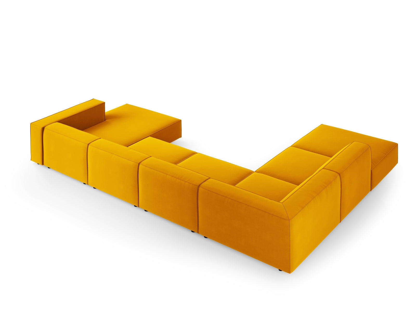 Entdecken Sie das stilvolle Arendal Velour Panoramic Ecksofa links 7 Sitzer von Cosmopolitan Design – ideal für modernes Wohnen und gemütliche Abende.