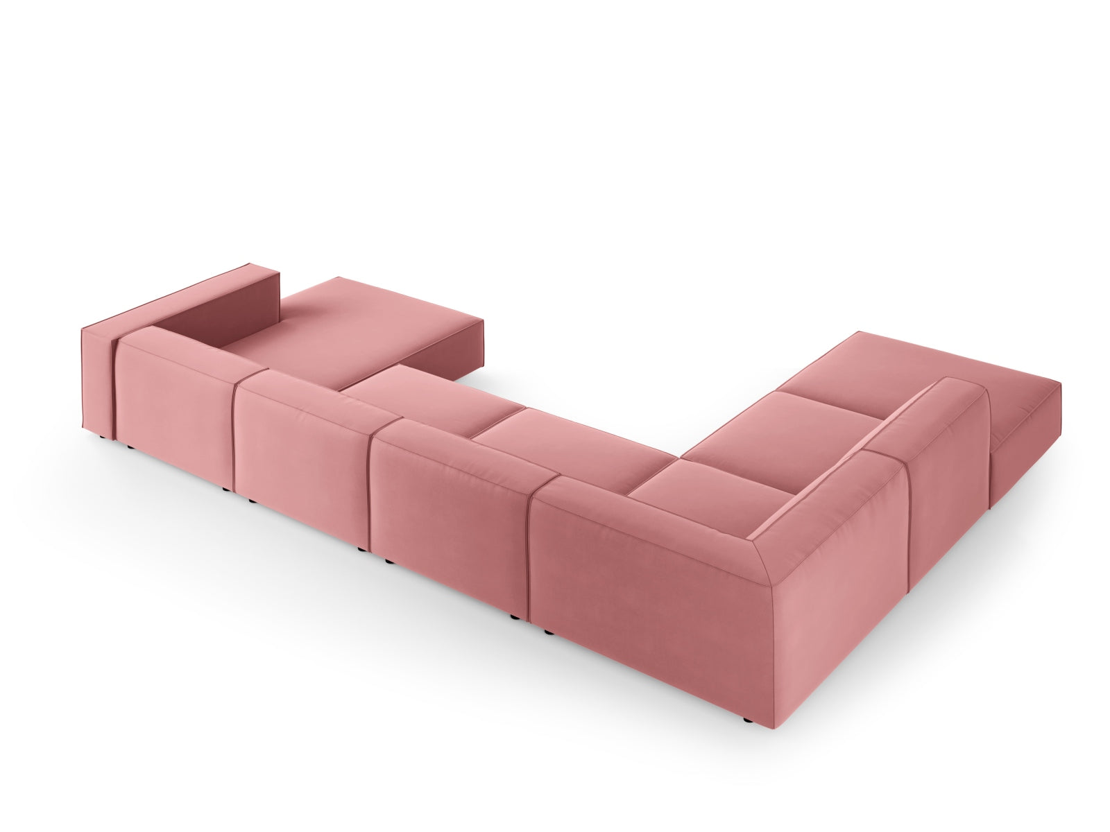 Entdecken Sie das stilvolle Arendal Velour Panoramic Ecksofa links 7 Sitzer von Cosmopolitan Design – ideal für modernes Wohnen und gemütliche Abende.