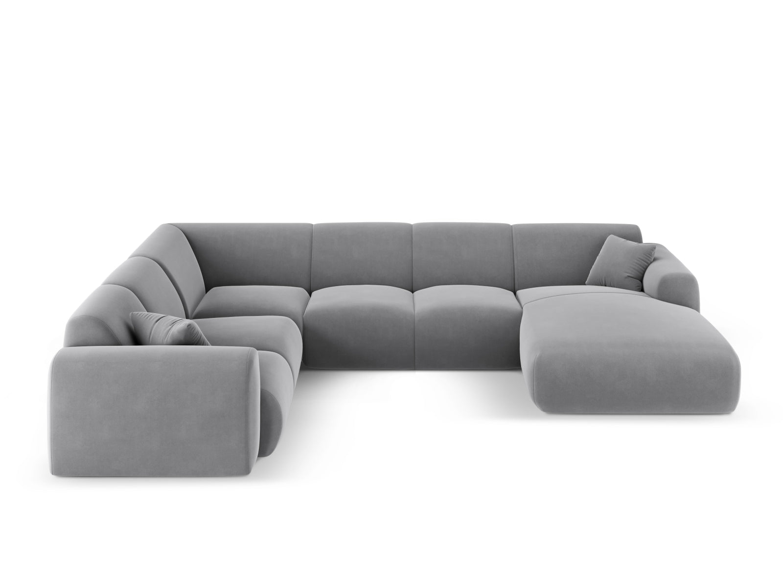 Nolio Velour Panoramic Ecksofa links 6 Sitzer 252cm in Light Grey präsentiert im Onlineshop von KAQTU Design AG. Ecksofa links ist von Cosmopolitan Design