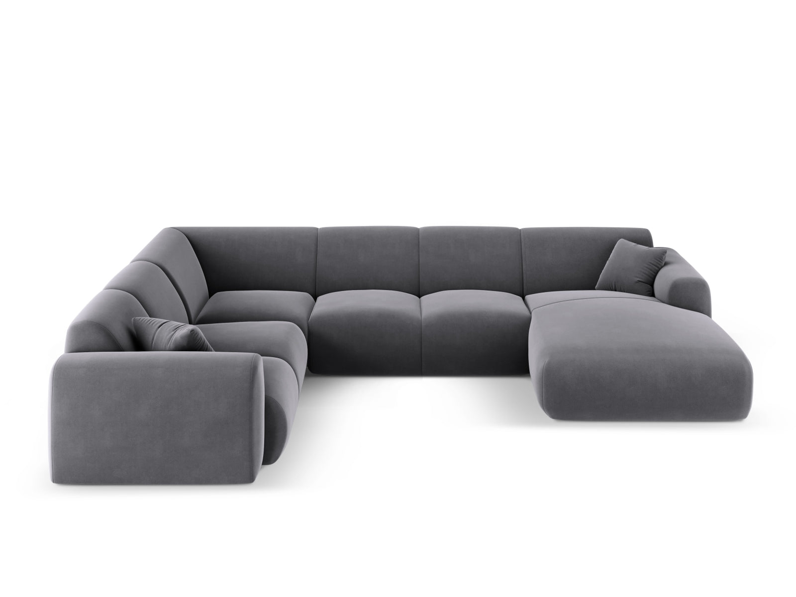 Nolio Velour Panoramic Ecksofa links 6 Sitzer 252cm in Dark Grey präsentiert im Onlineshop von KAQTU Design AG. Ecksofa links ist von Cosmopolitan Design