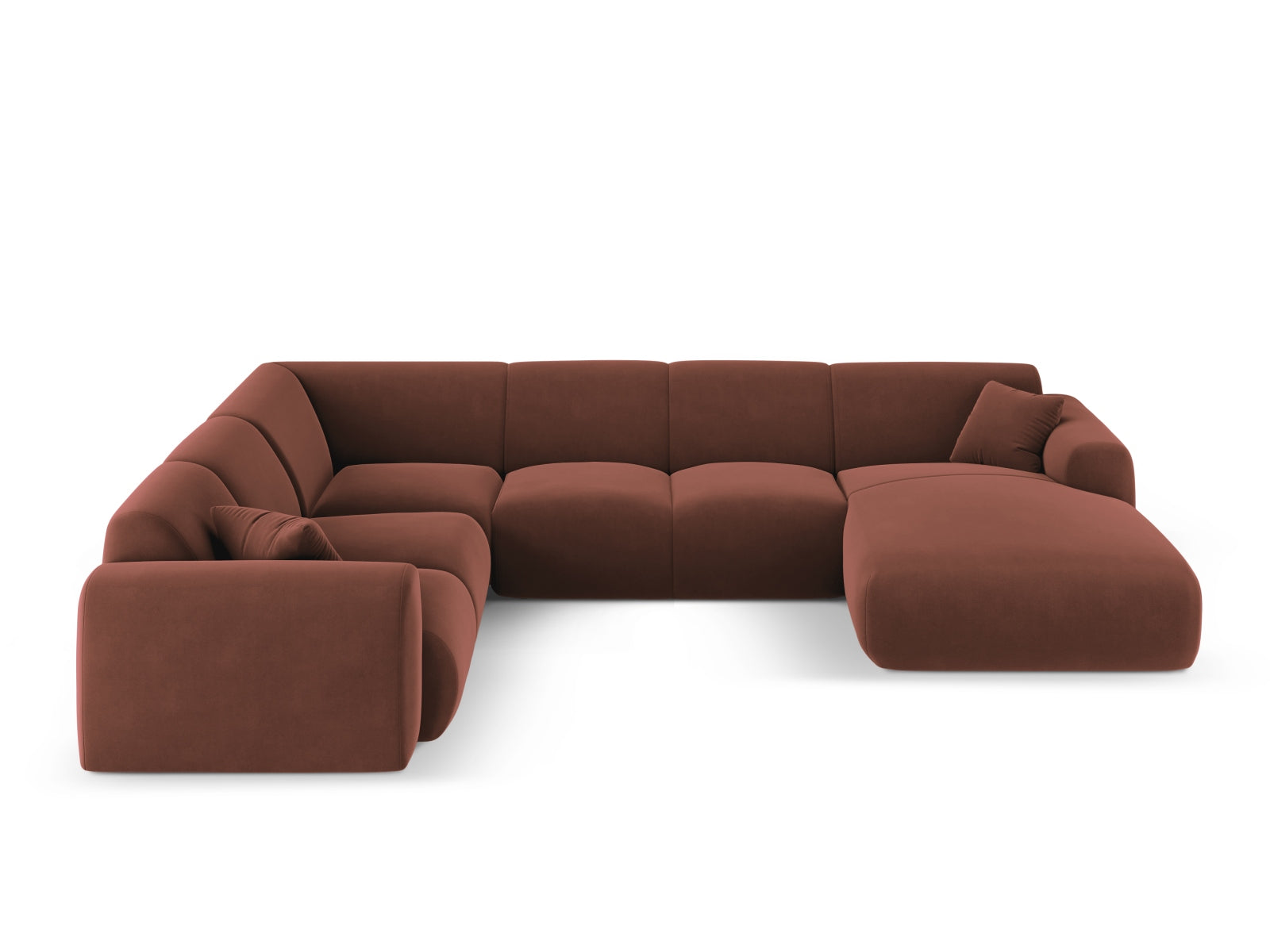 Nolio Velour Panoramic Ecksofa links 6 Sitzer 252cm in Cuoio präsentiert im Onlineshop von KAQTU Design AG. Ecksofa links ist von Cosmopolitan Design