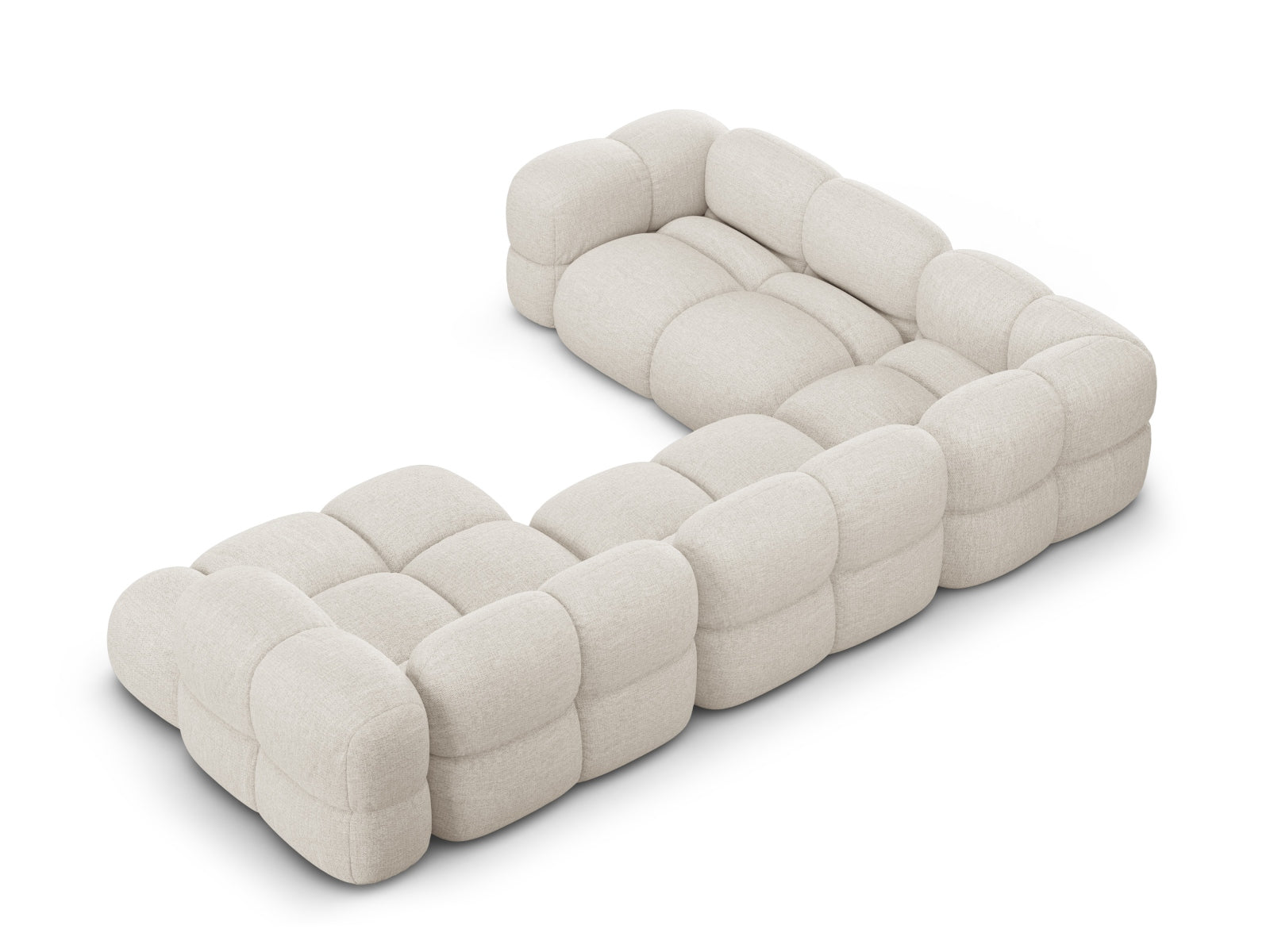Beige Loretto Panoramic Ecksofa links, 5 Sitzer, 250cm, modernes und komfortables Sofa für einladende Wohnbereiche von Cosmopolitan Design.